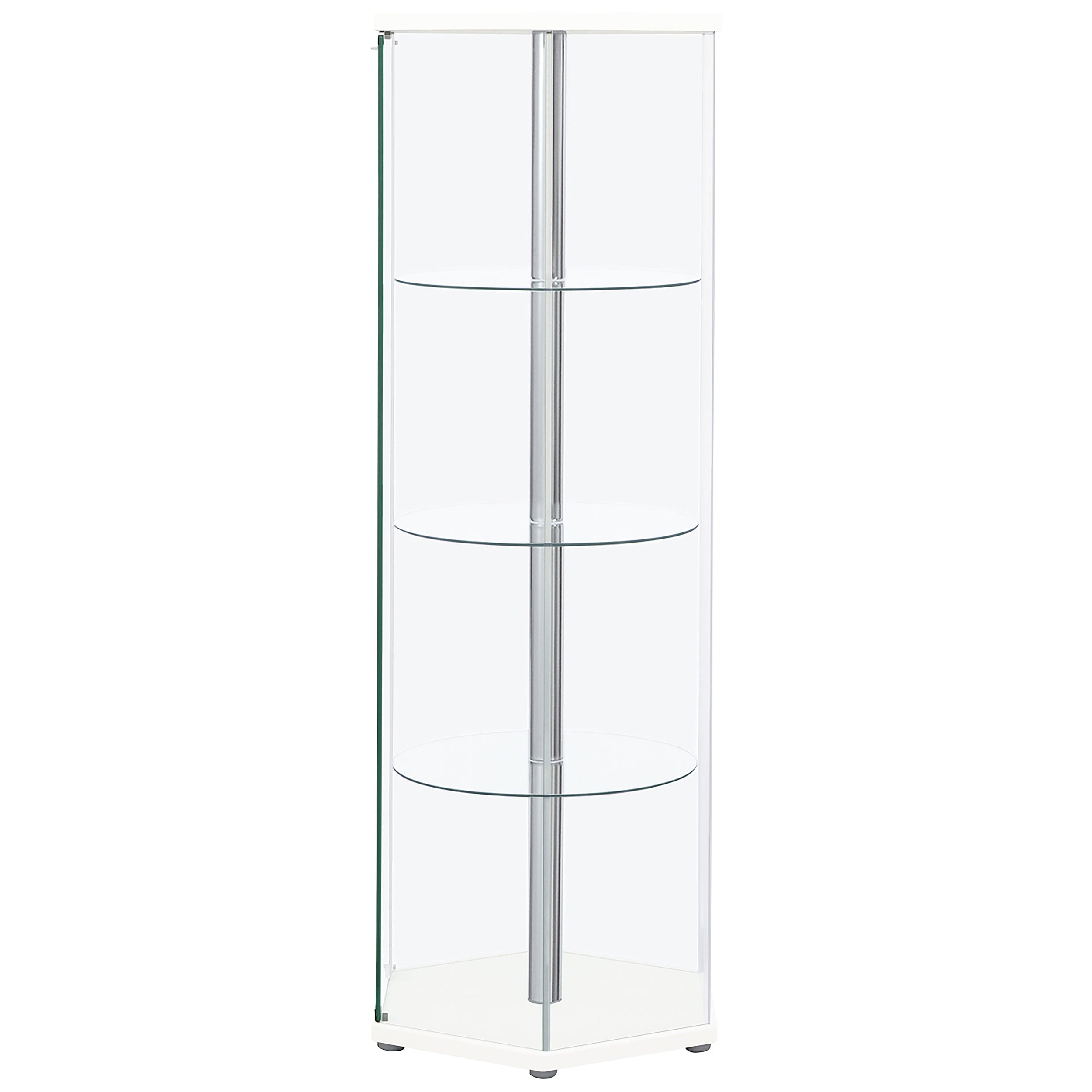 Zahavah 4-shelf Hexagonal Clear Glass Curio Cabinet White — view 5