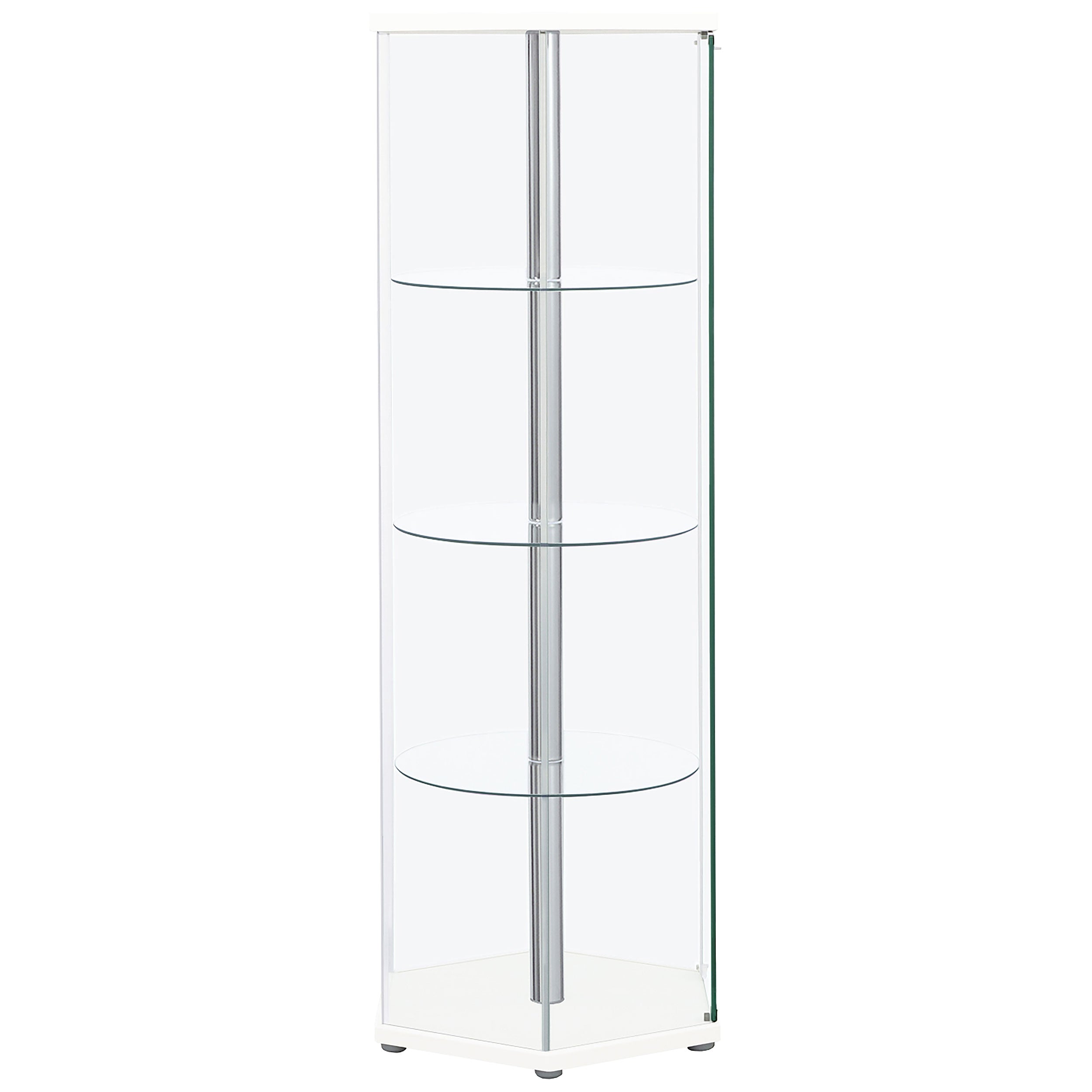 Zahavah 4-shelf Hexagonal Clear Glass Curio Cabinet White — view 7