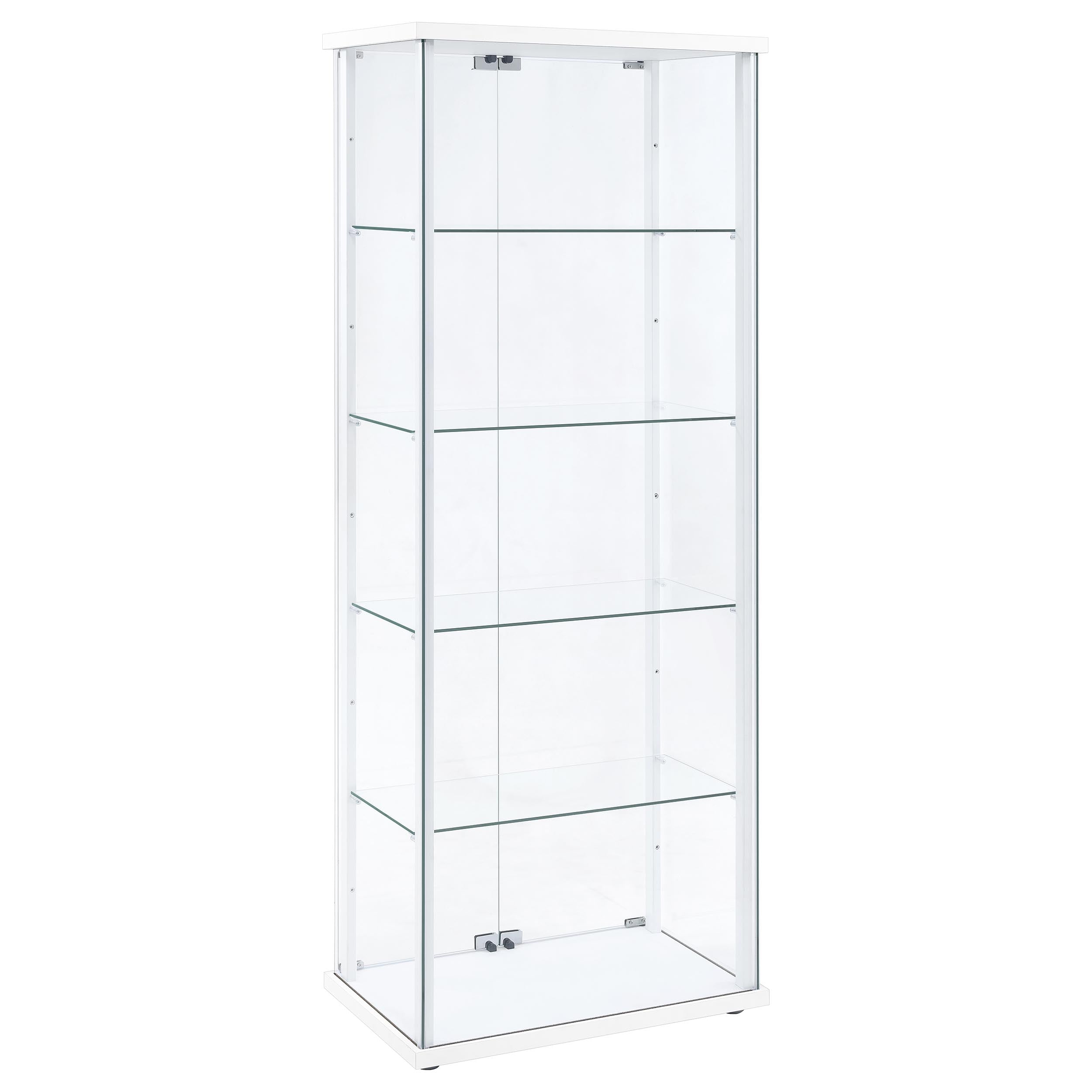 Delphinium 4-Shelf Clear Glass Curio Display Cabinet White — view 6