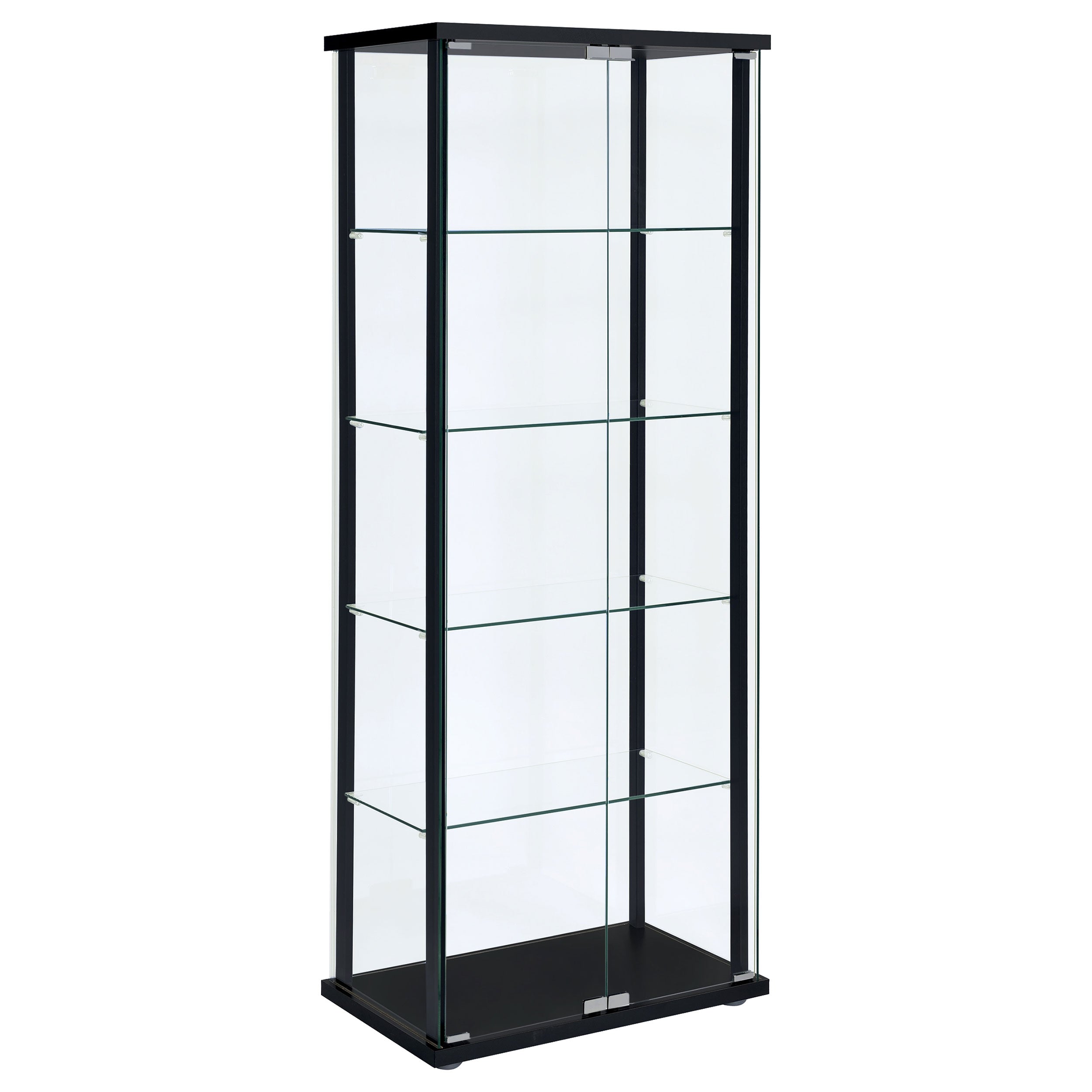 Delphinium 4-Shelf Clear Glass Curio Display Cabinet Black — view 1