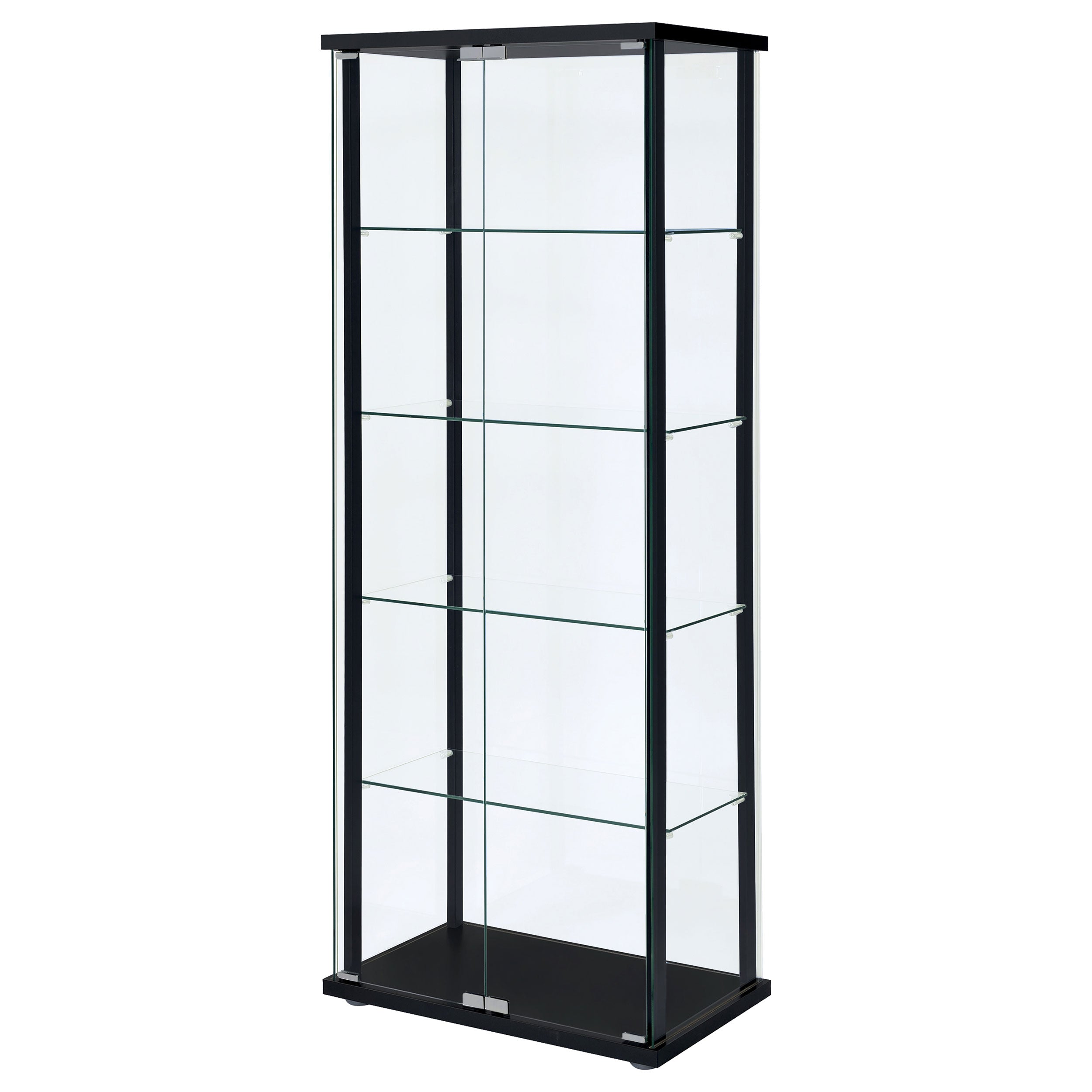 Delphinium 4-Shelf Clear Glass Curio Display Cabinet Black — view 4
