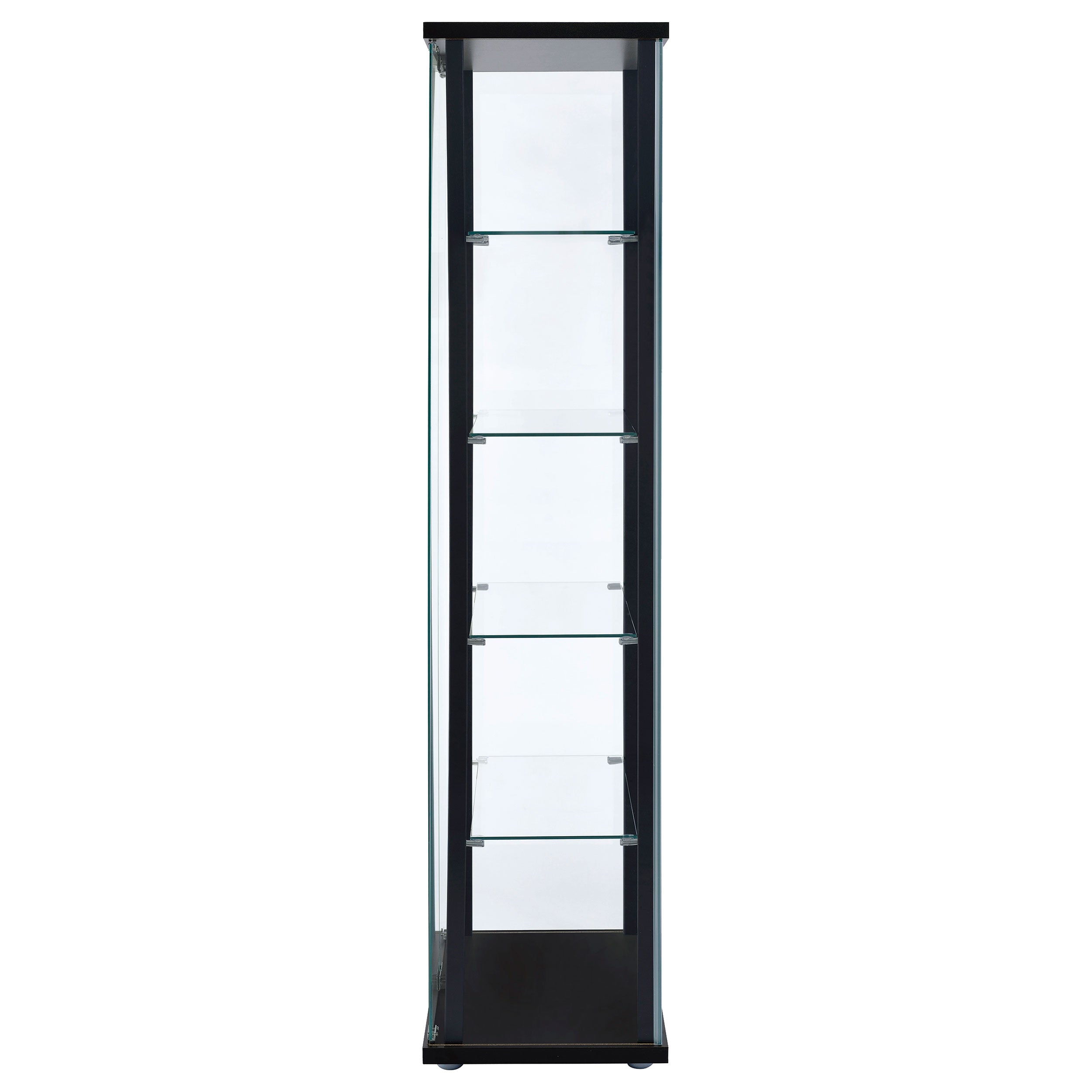 Delphinium 4-Shelf Clear Glass Curio Display Cabinet Black — view 5