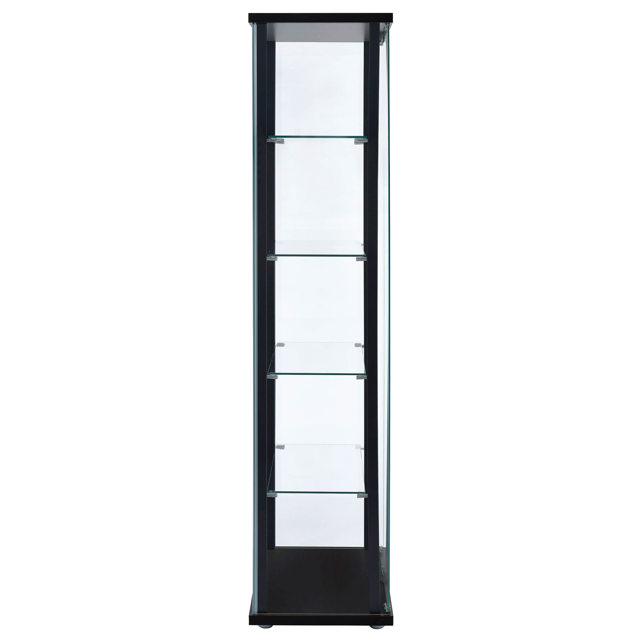 Delphinium 4-Shelf Clear Glass Curio Display Cabinet Black — view 7