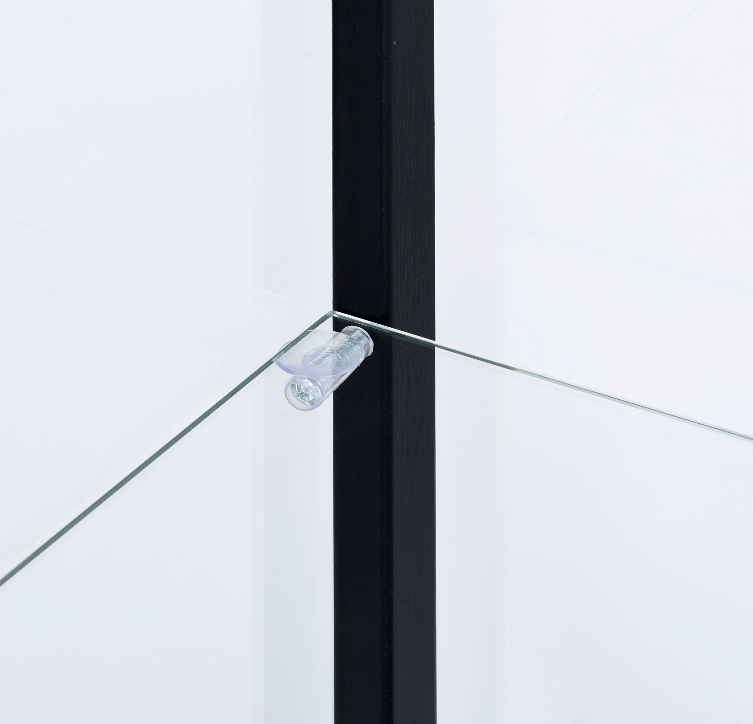 Delphinium 4-Shelf Clear Glass Curio Display Cabinet Black — view 9