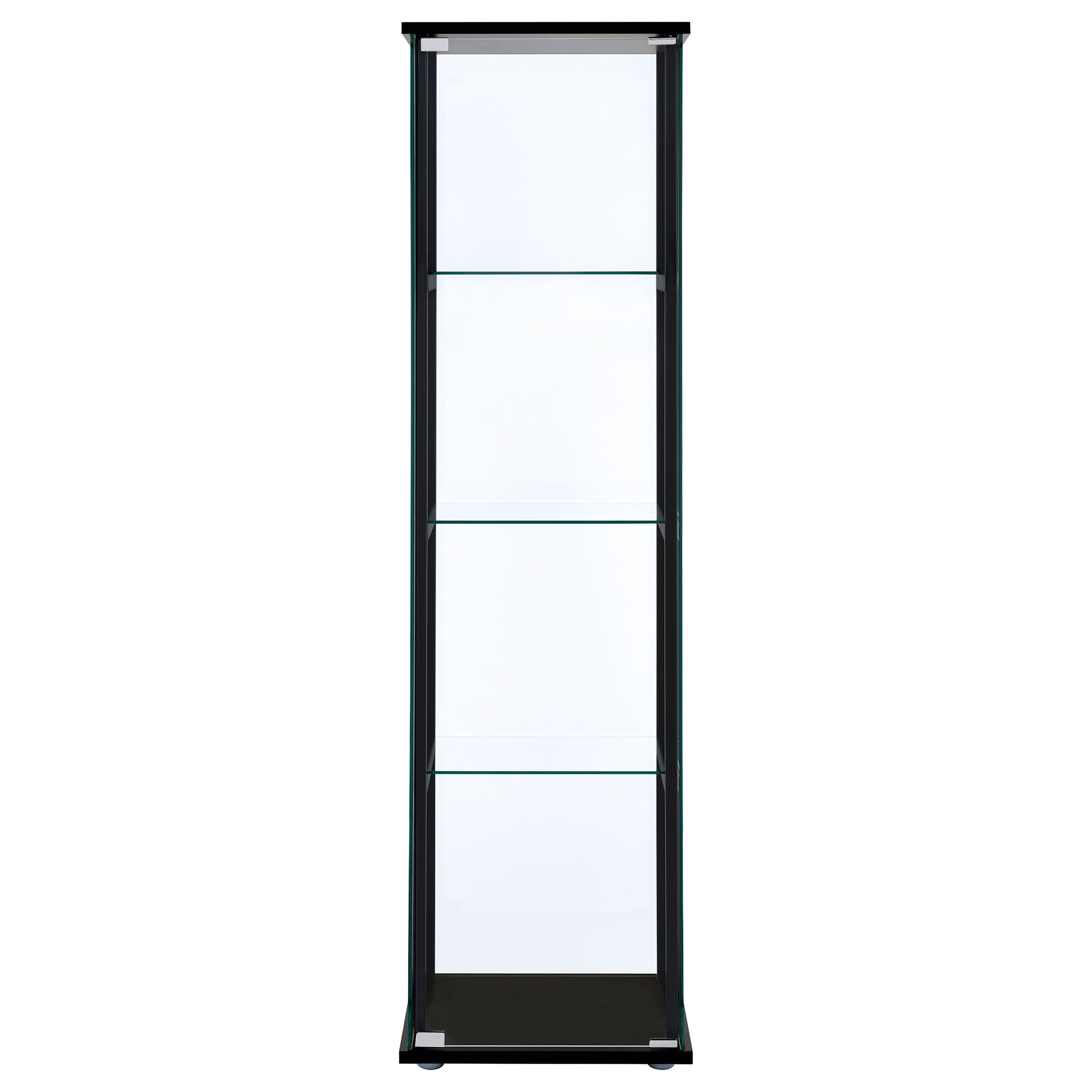 Cyclamen 4-shelf Clear Glass Curio Display Cabinet Black — view 3