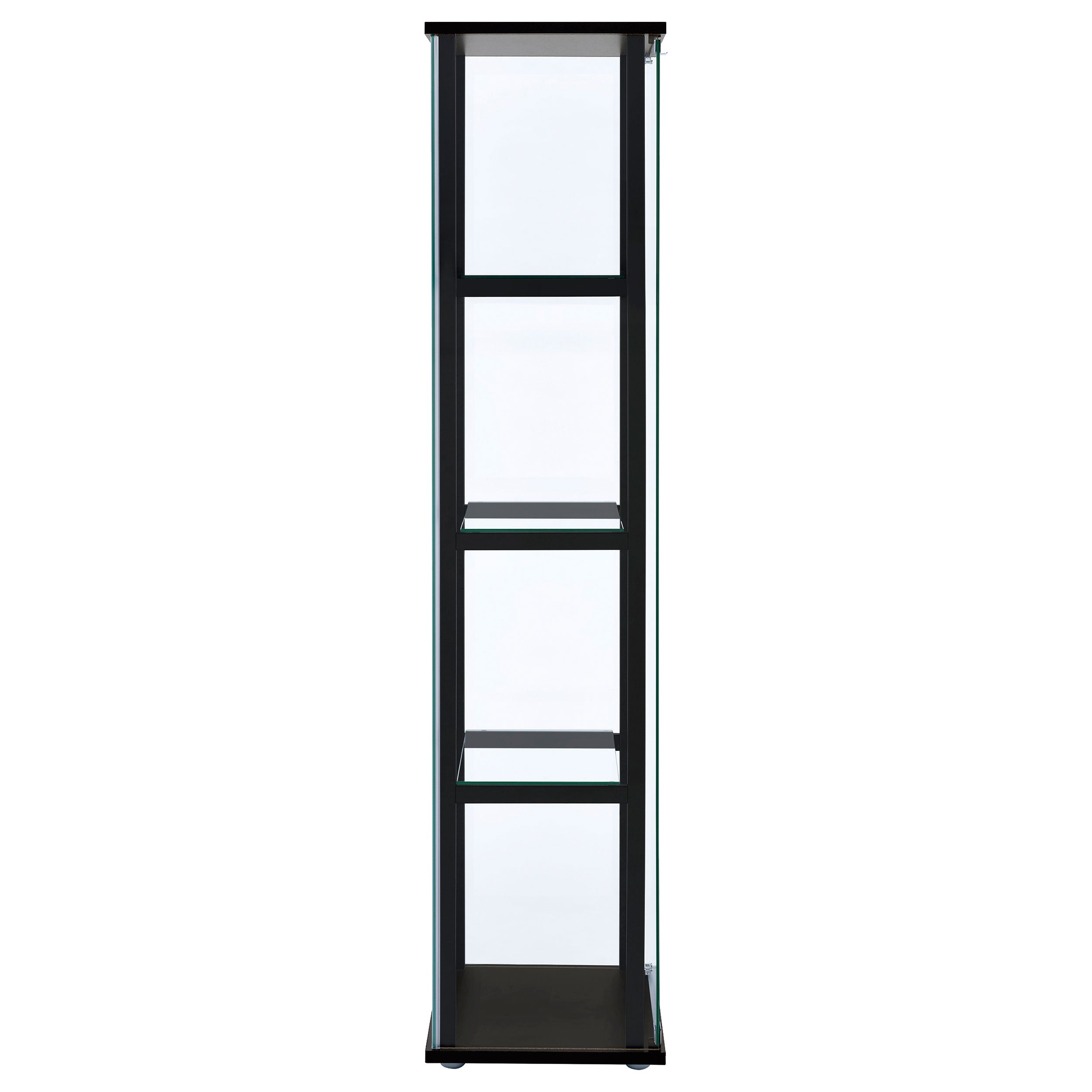 Cyclamen 4-shelf Clear Glass Curio Display Cabinet Black — view 7