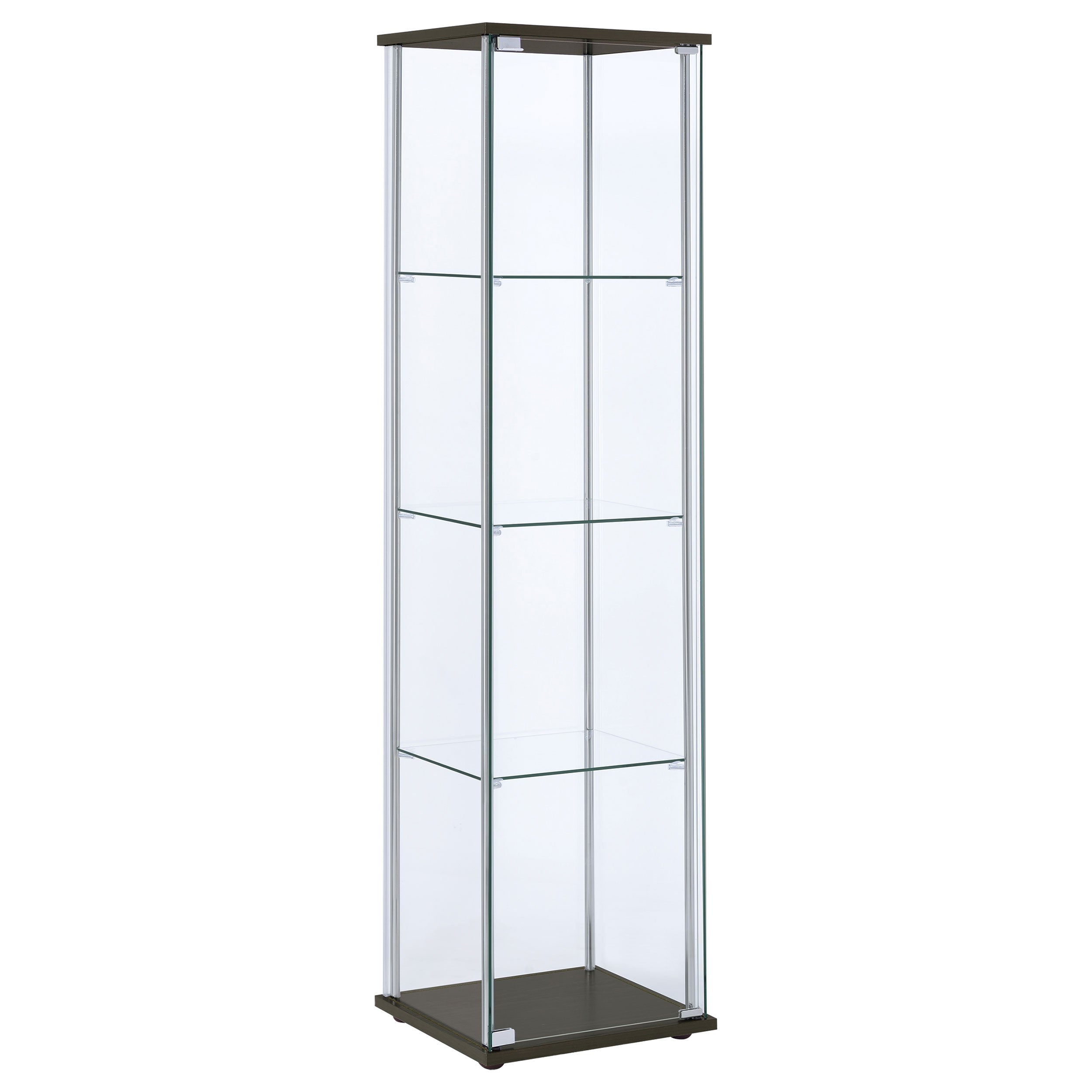 Bellatrix 3-shelf Clear Glass Curio Cabinet Cappuccino — view 1
