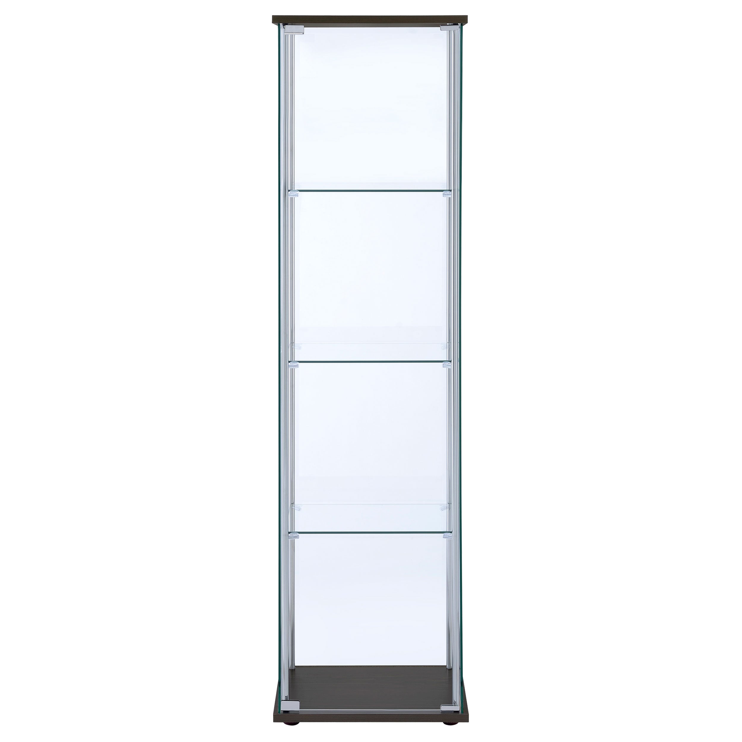 Bellatrix 3-shelf Clear Glass Curio Cabinet Cappuccino — view 3