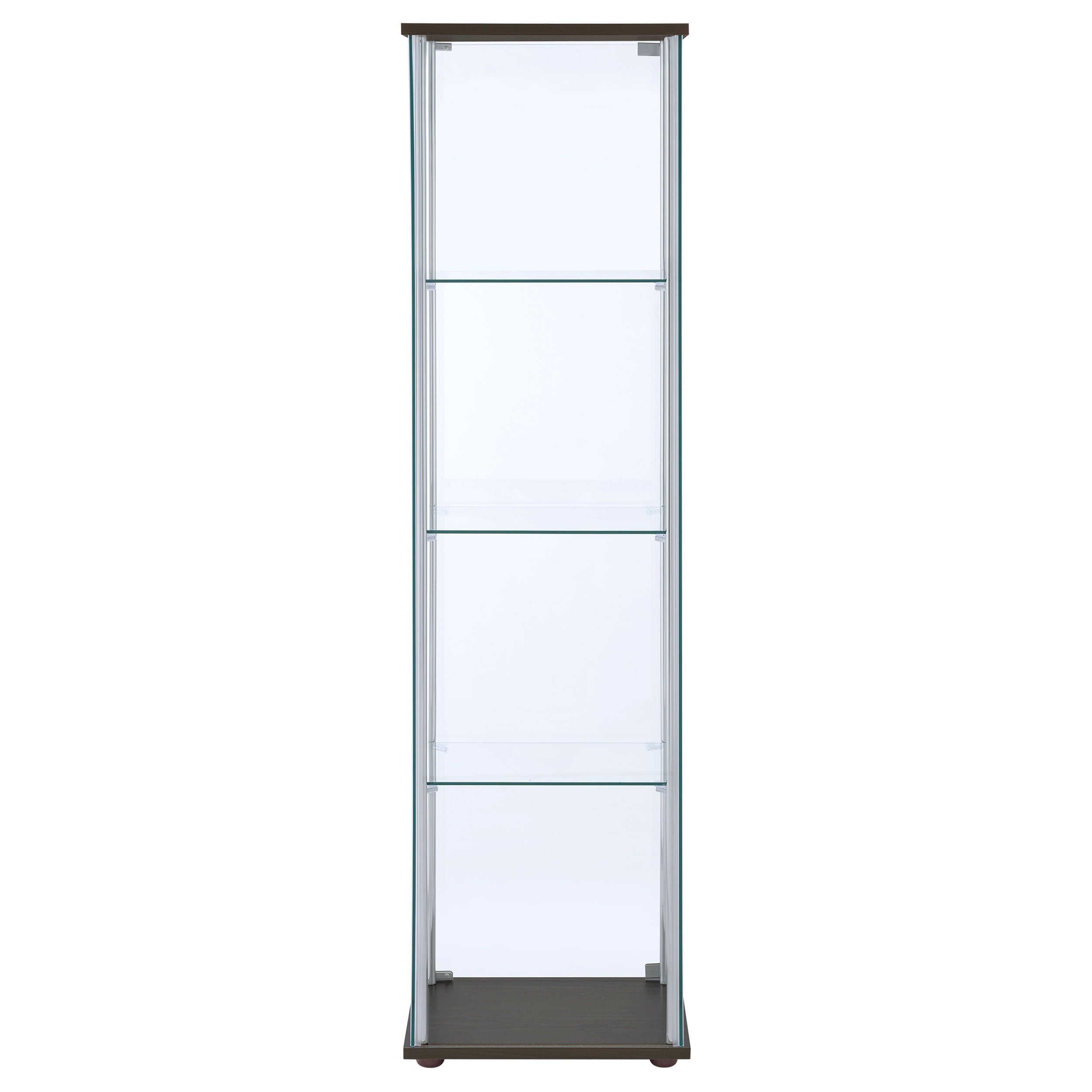 Bellatrix 3-shelf Clear Glass Curio Cabinet Cappuccino — view 7