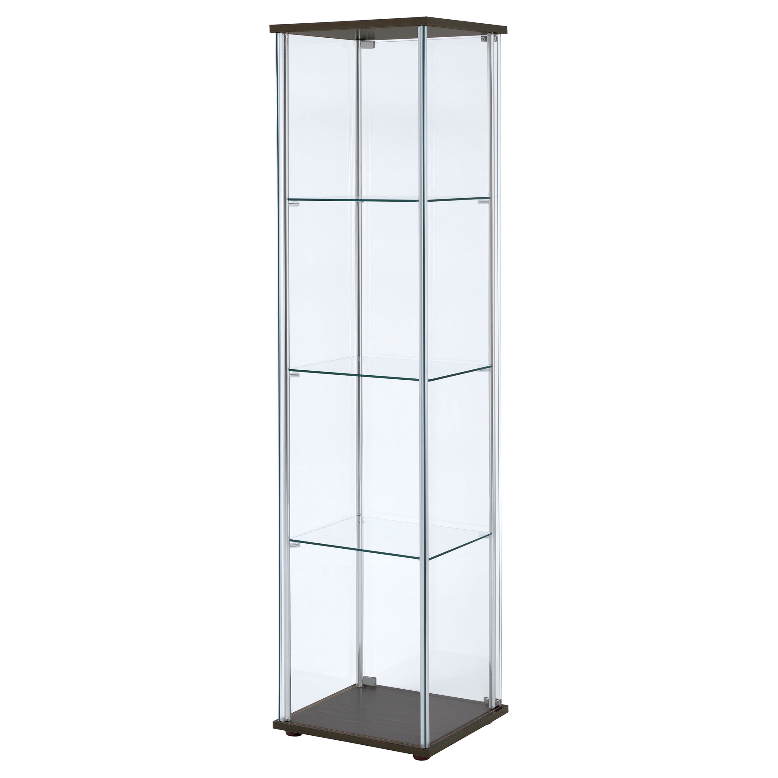 Bellatrix 3-shelf Clear Glass Curio Cabinet Cappuccino — view 8