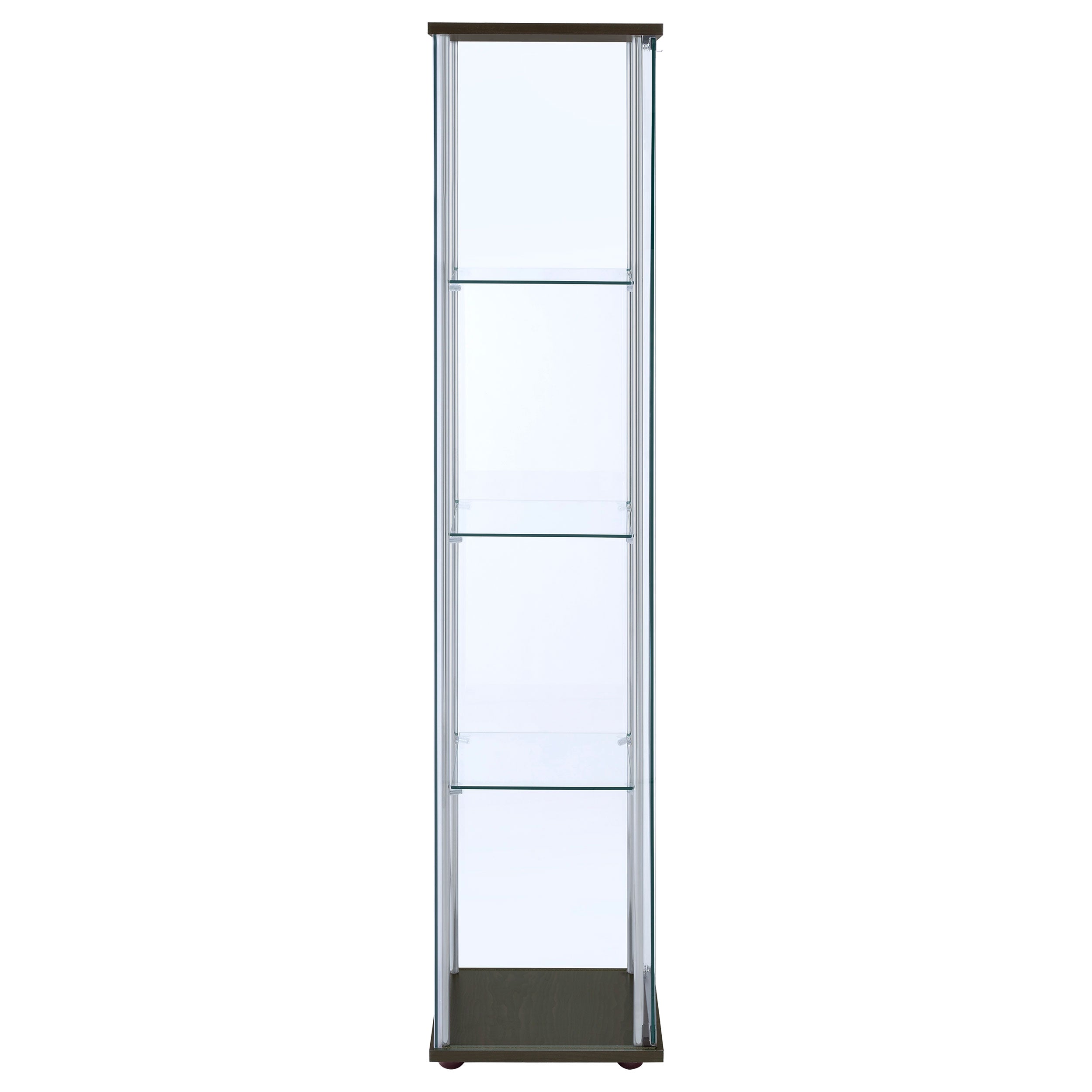 Bellatrix 3-shelf Clear Glass Curio Cabinet Cappuccino — view 9