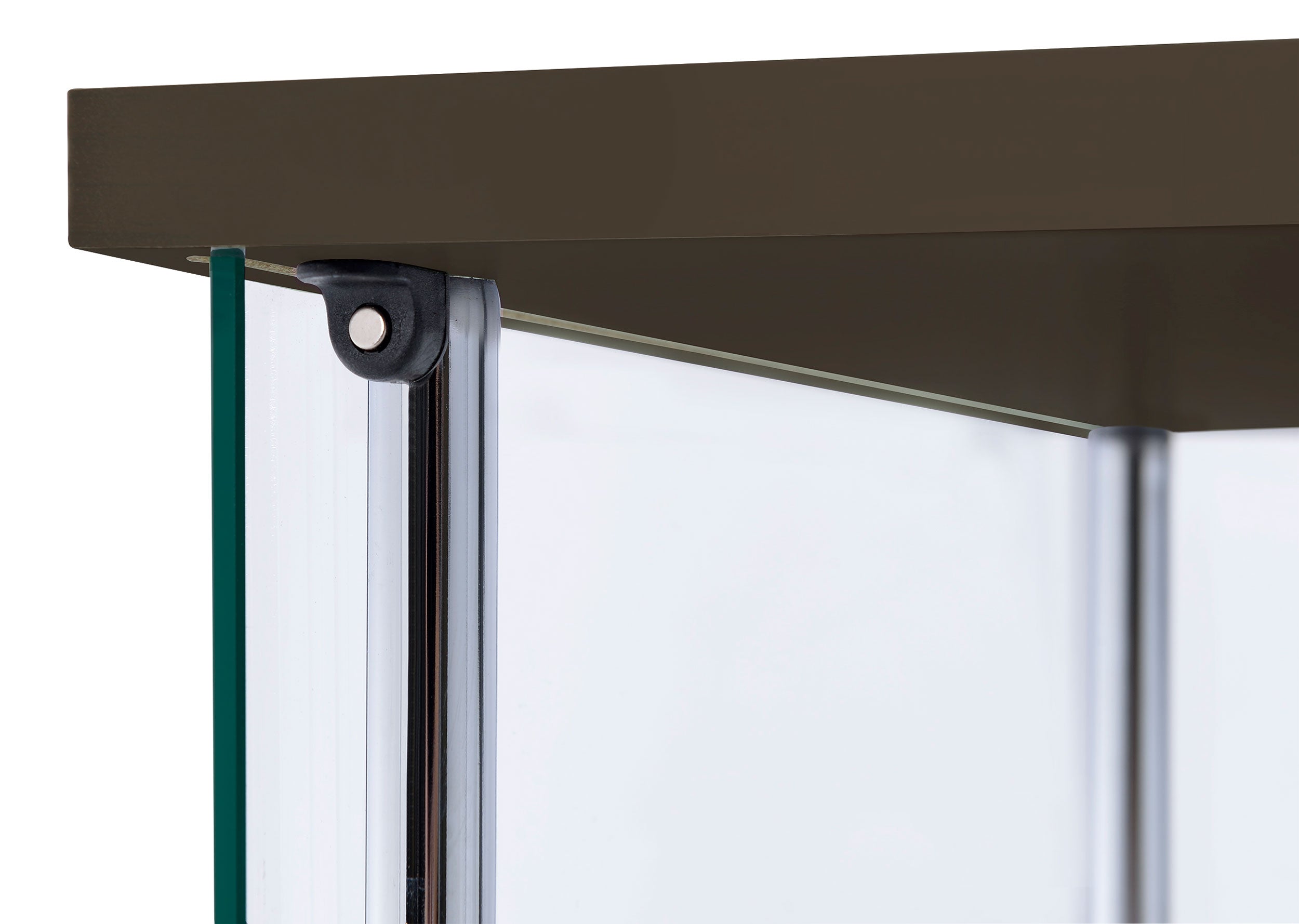 Bellatrix 3-shelf Clear Glass Curio Cabinet Cappuccino — view 10