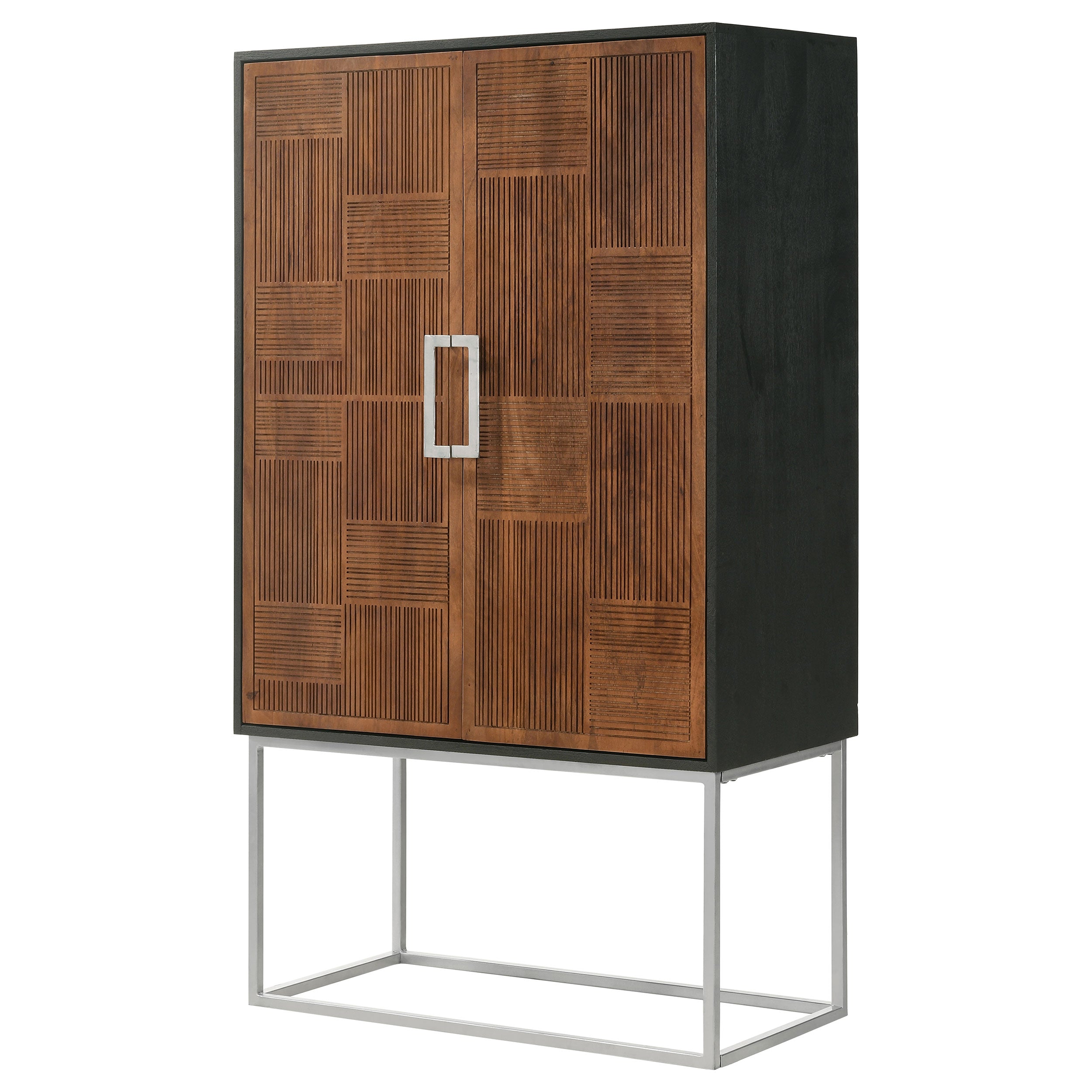 Borman 2-door Home Bar Cabinet Wine Storage Walnut and Black — view 7