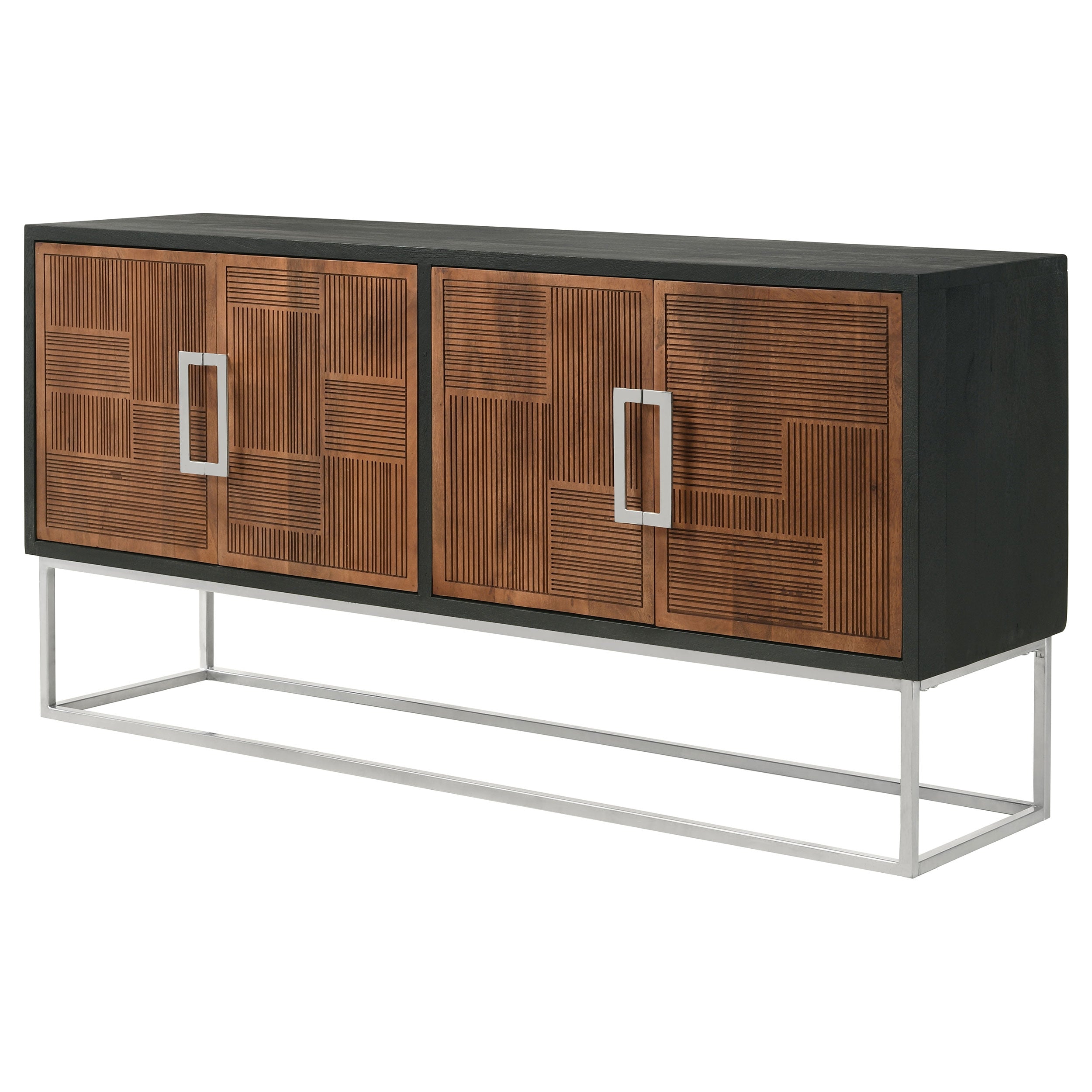 Borman 4-door Wood Accent Cabinet Walnut and Black — view 4