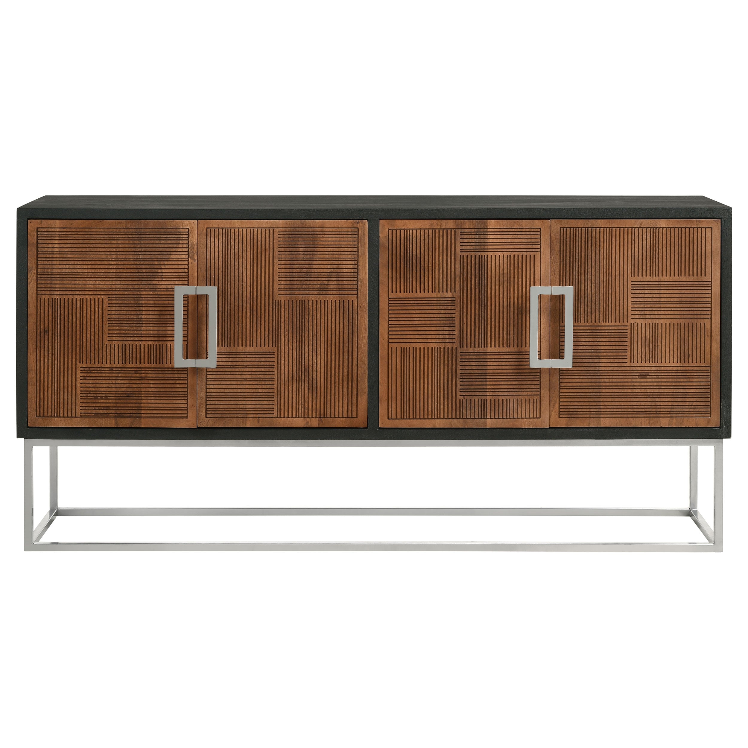 Borman 4-door Wood Accent Cabinet Walnut and Black — view 5