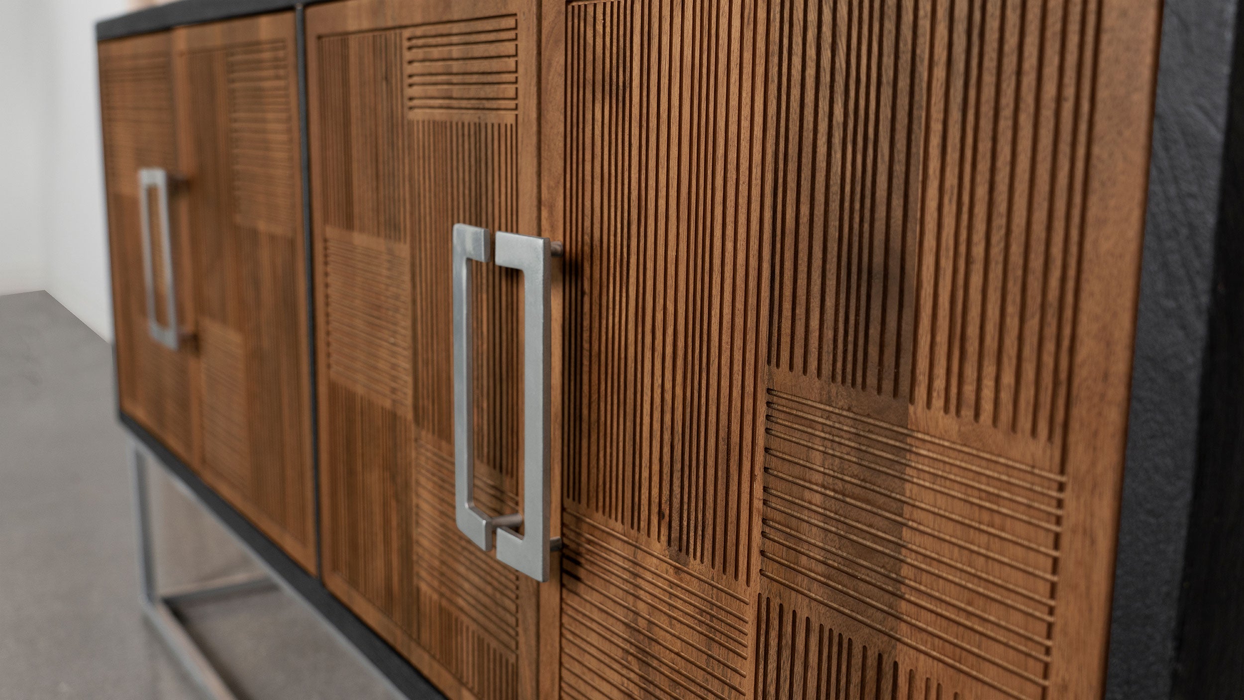 Borman 4-door Wood Accent Cabinet Walnut and Black — view 12