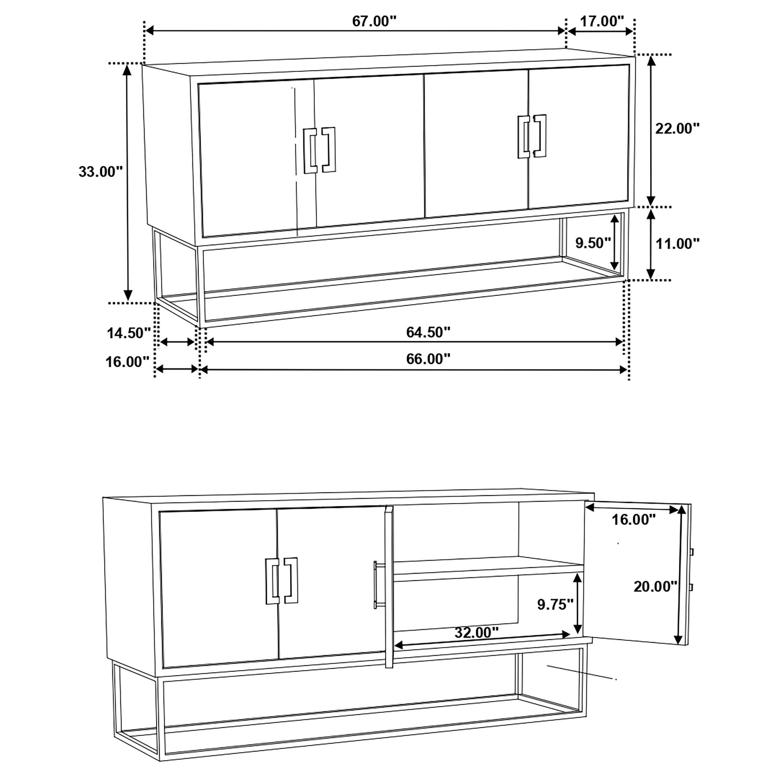 Borman 4-door Wood Accent Cabinet Walnut and Black — view 14