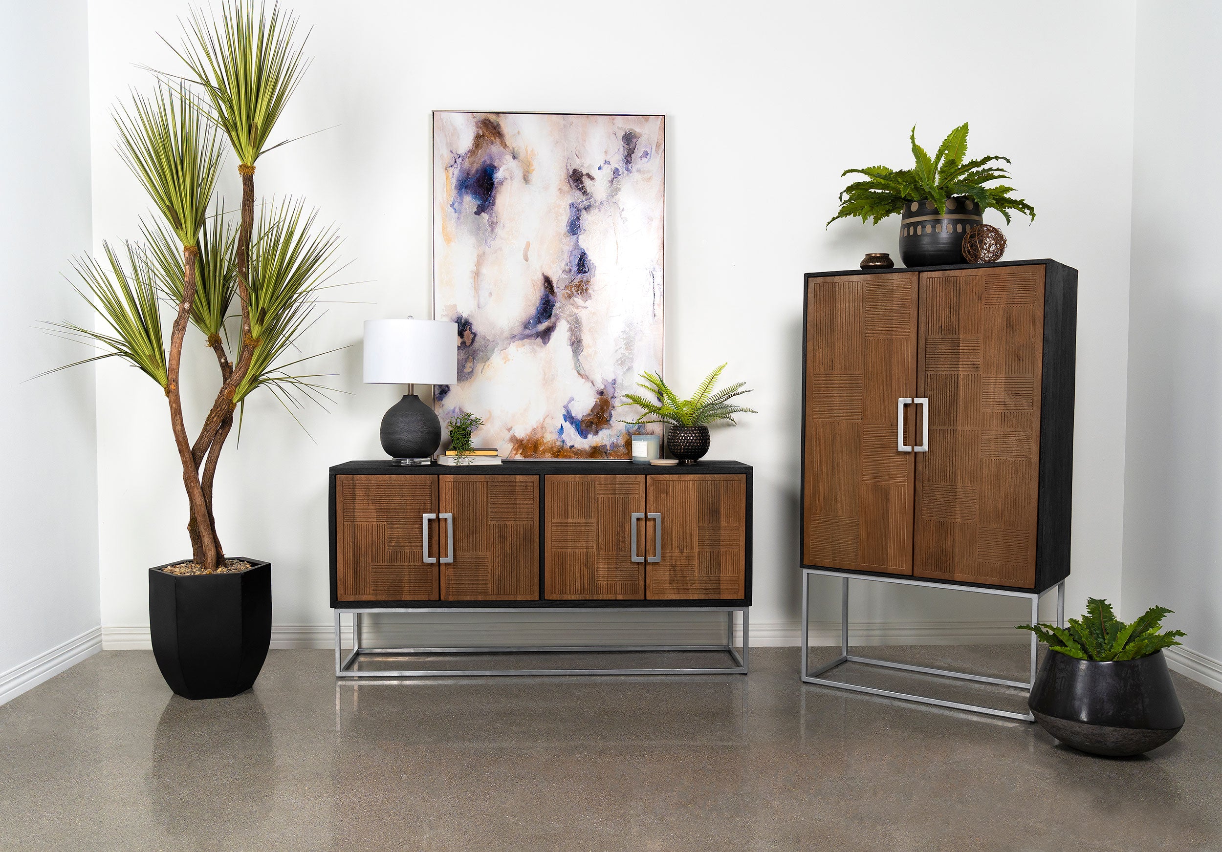 Borman 4-door Wood Accent Cabinet Walnut and Black — view 15