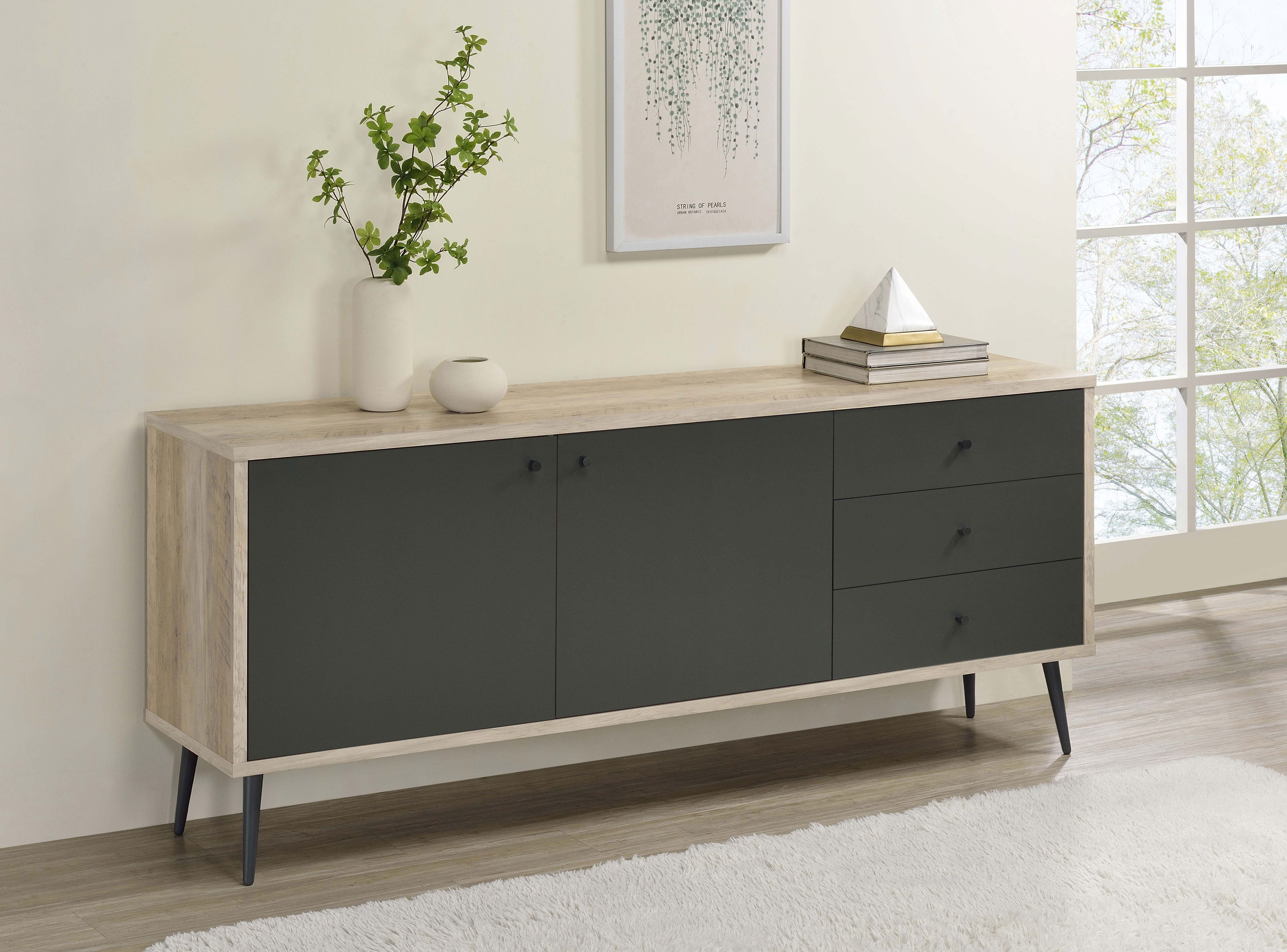 Maeve 2-door Engineered Wood Cabinet Antique Pine and Grey — view 2