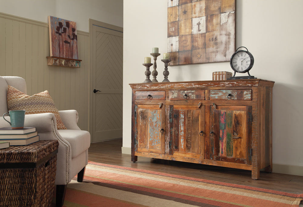 Harper 3-door Solid Reclaimed Wood Accent Cabinet Brown — view 2