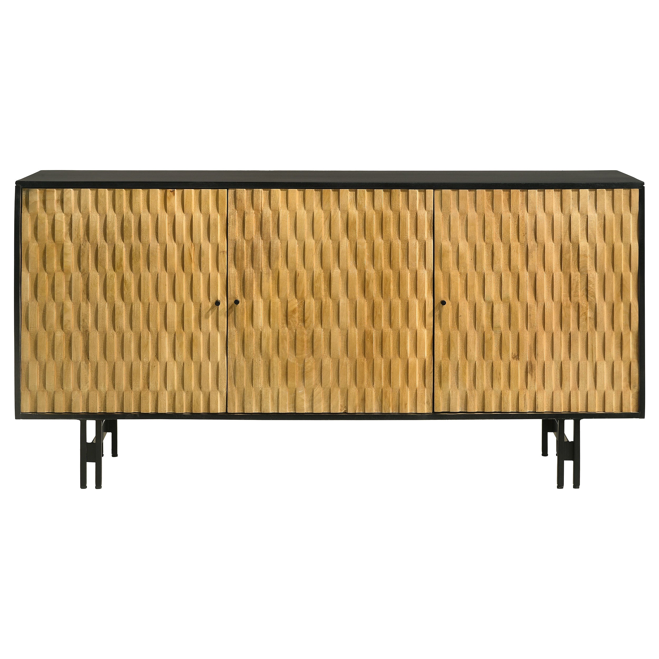 Aminah 3-door Wood Accent Cabinet Natural and Black — view 5