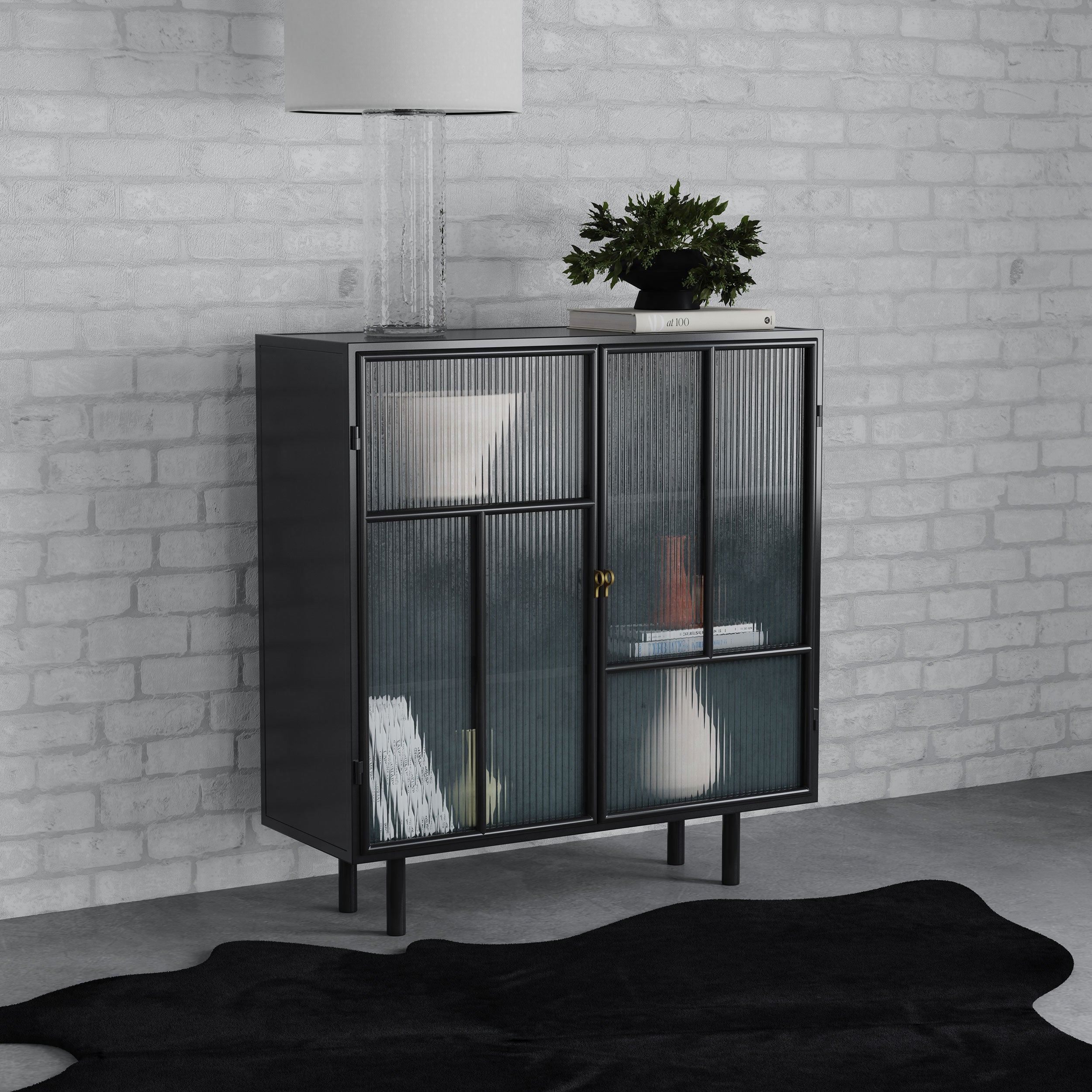 Dalia 2-door Accent Storage Cabinet with Shelving Black — view 2