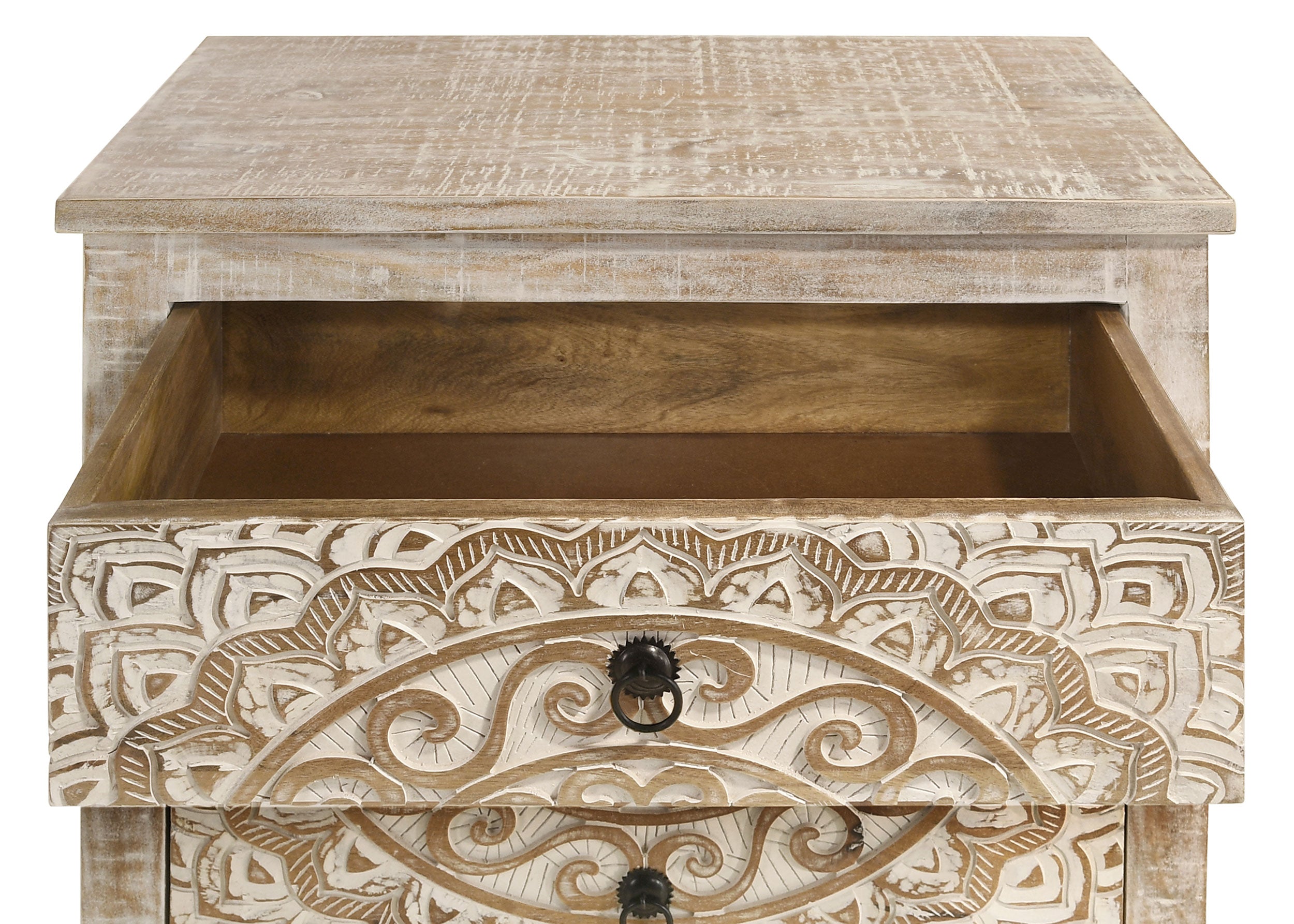 Mariska 3-drawer Wood Mandala Cabinet Distressed White — view 11