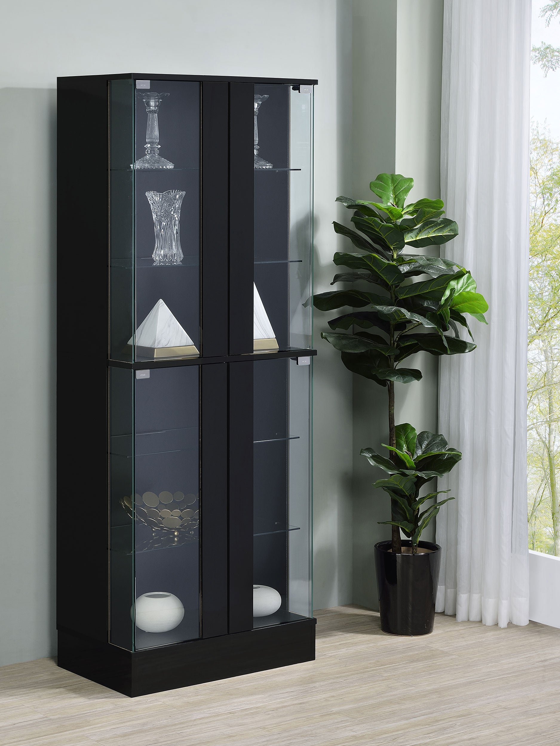 Cabra 4-door LED Curio Display Cabinet Black High Gloss — view 2