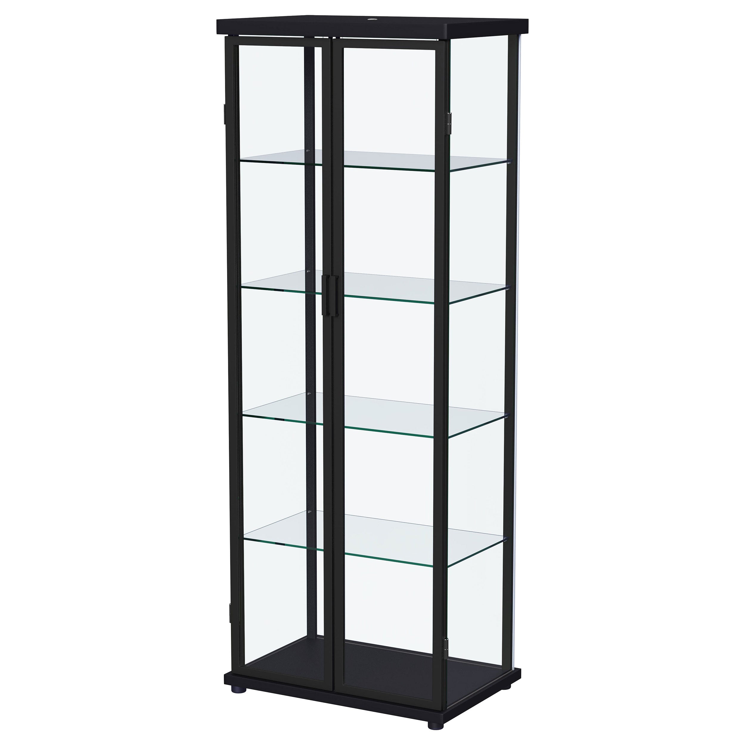 Aero 4-shelf Display Curio Cabinet with LED Lighting Black — view 7