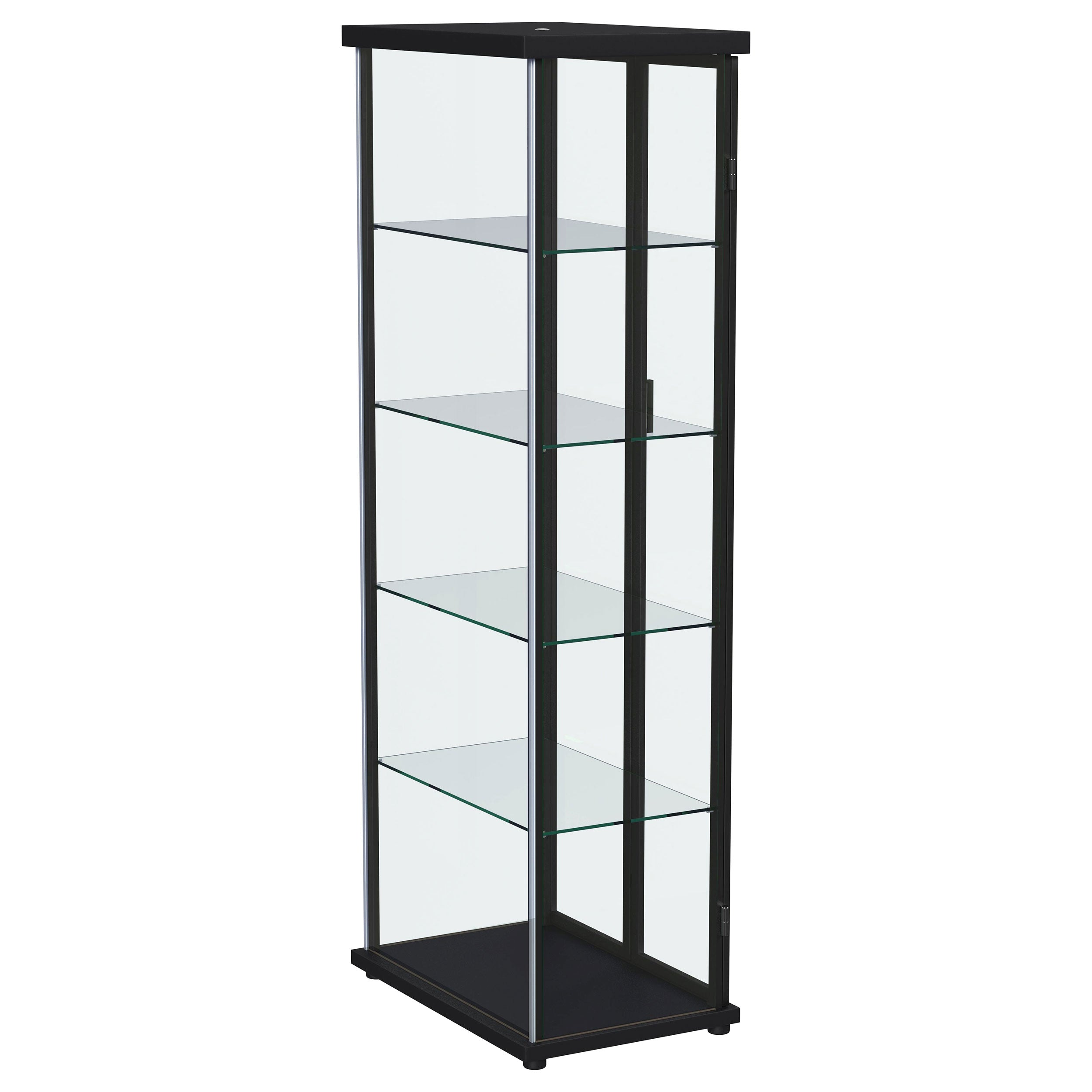 Aero 4-shelf Display Curio Cabinet with LED Lighting Black — view 11
