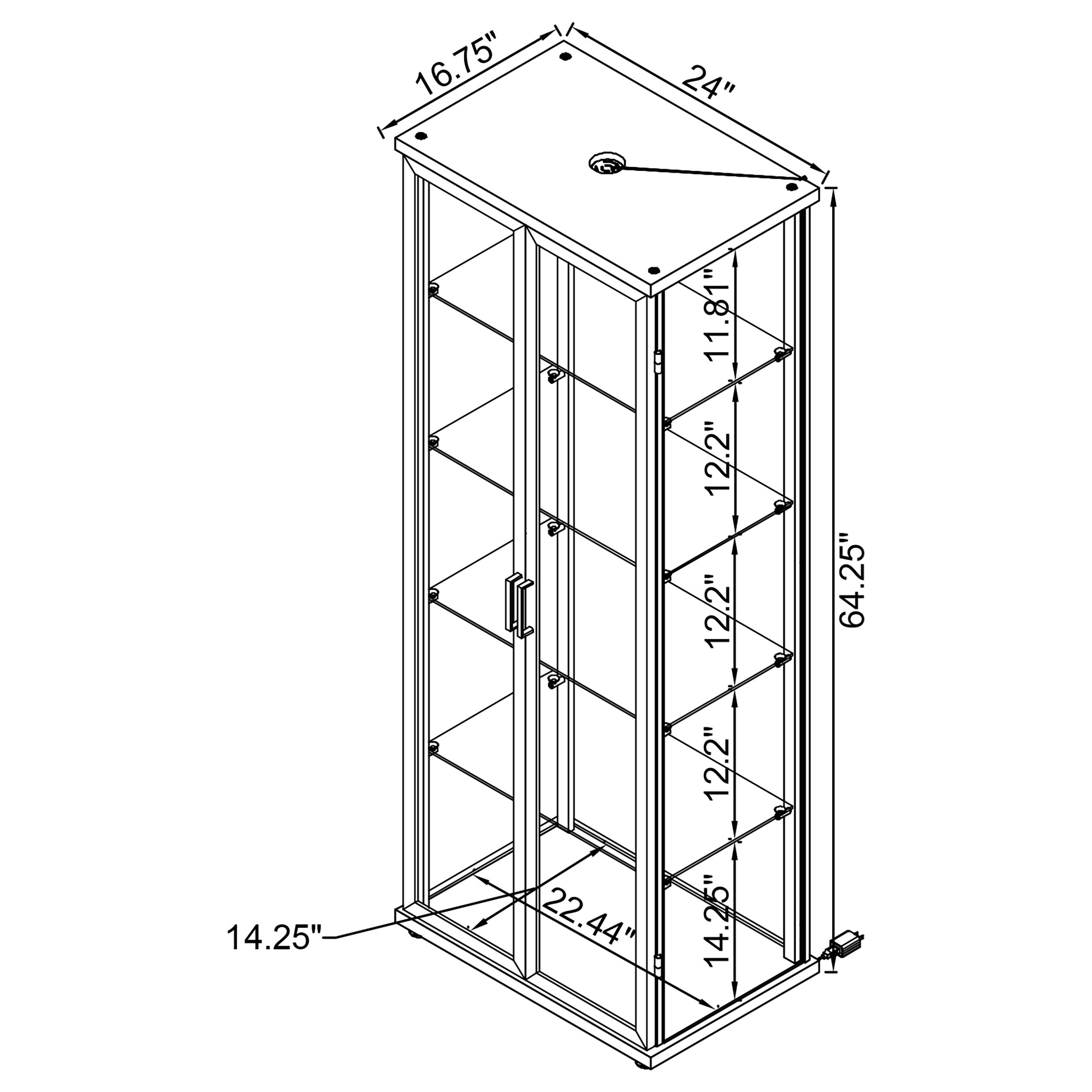 Aero 4-shelf Display Curio Cabinet with LED Lighting Black — view 15
