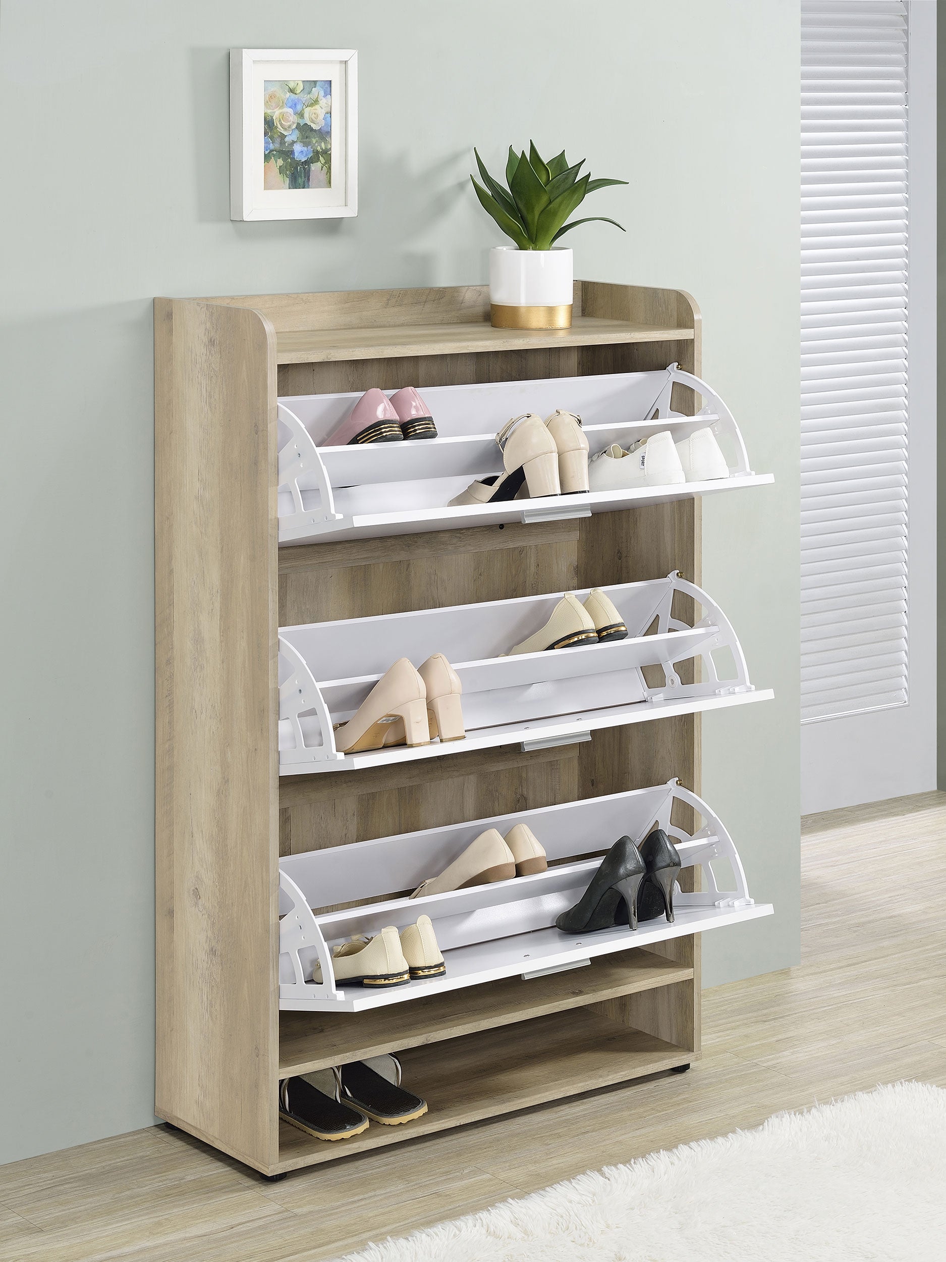 Denia 3-tier Engineered Wood Shoe Cabinet White — view 3