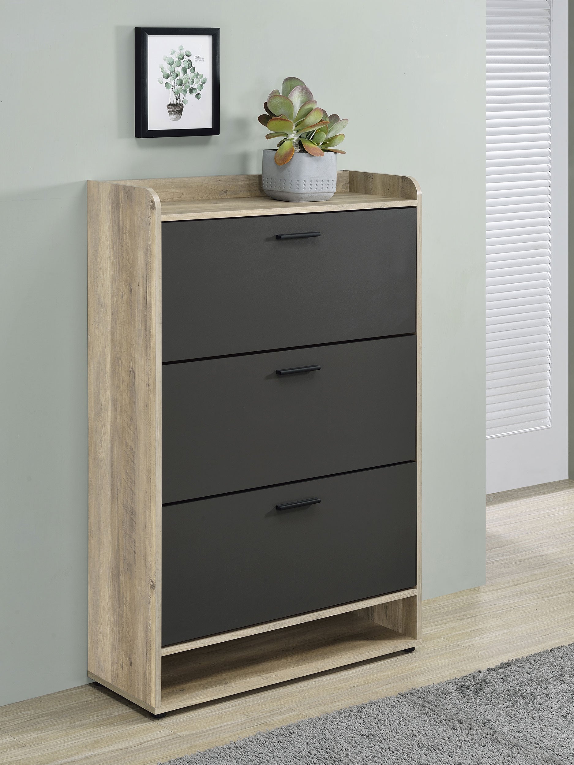 Denia 3-tier Engineered Wood Shoe Cabinet Grey — view 2