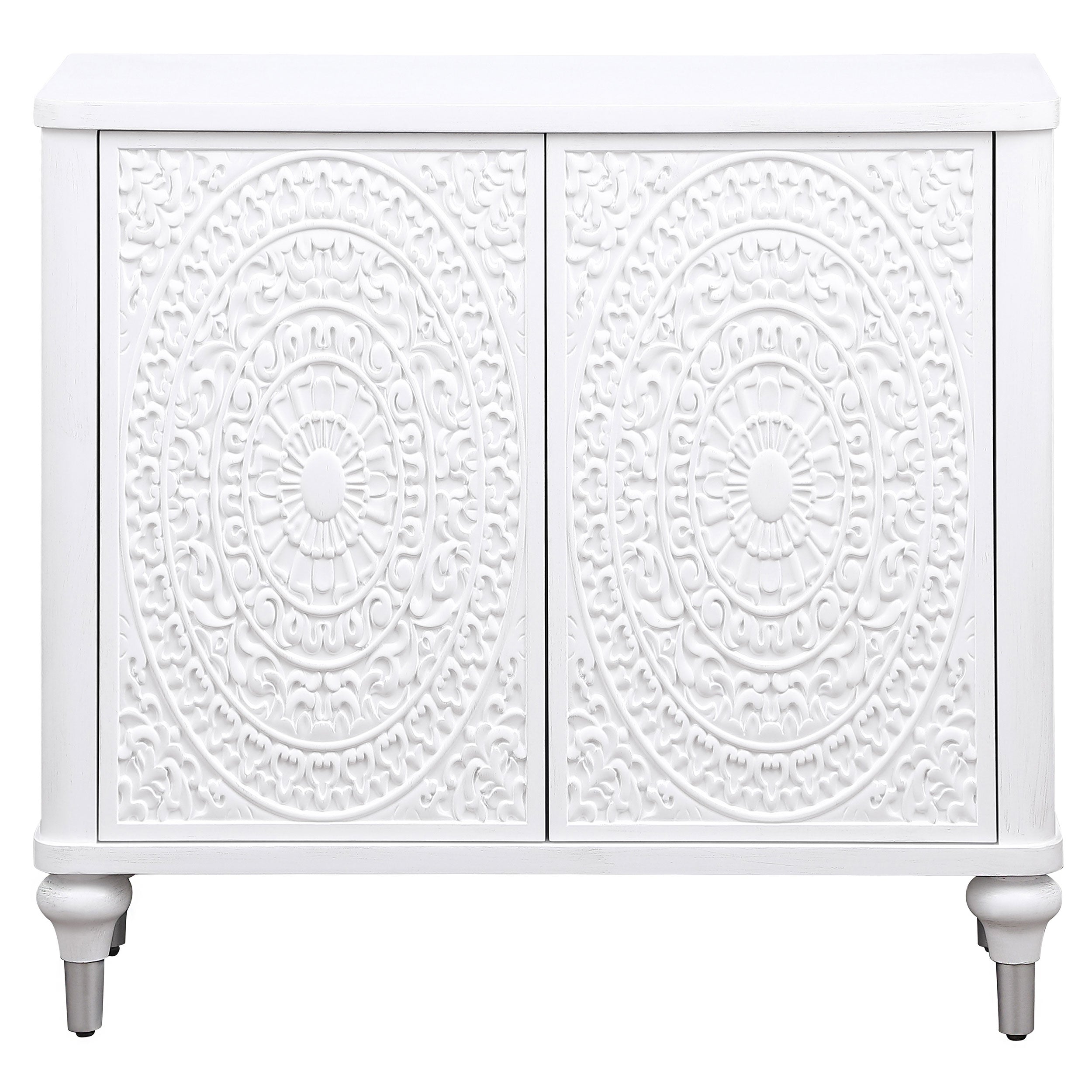 Cardella 2-door Mandala Accent Cabinet Distressed White — view 3