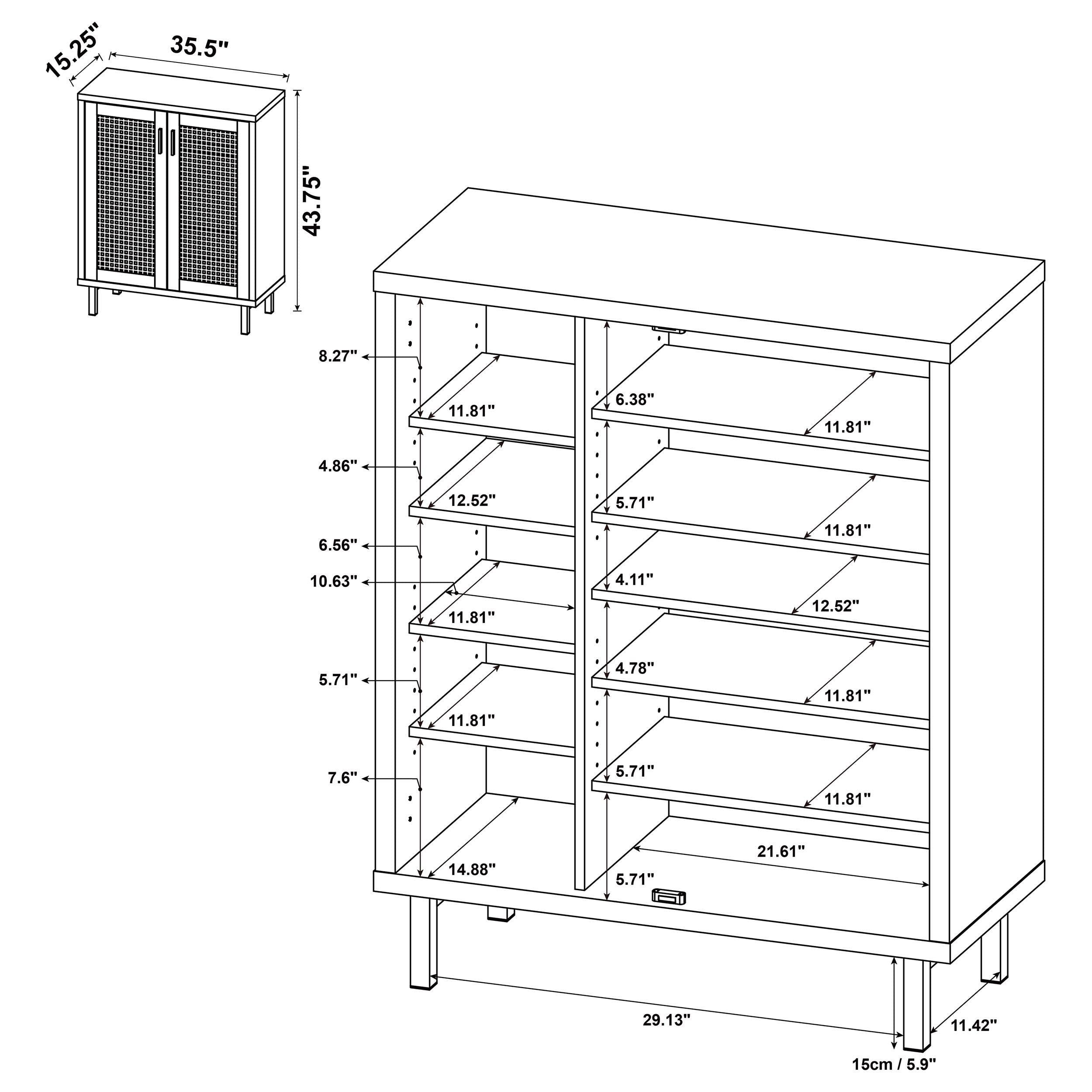 Teller 2-door Shoe Storage Cabinet Natural Oak — view 11