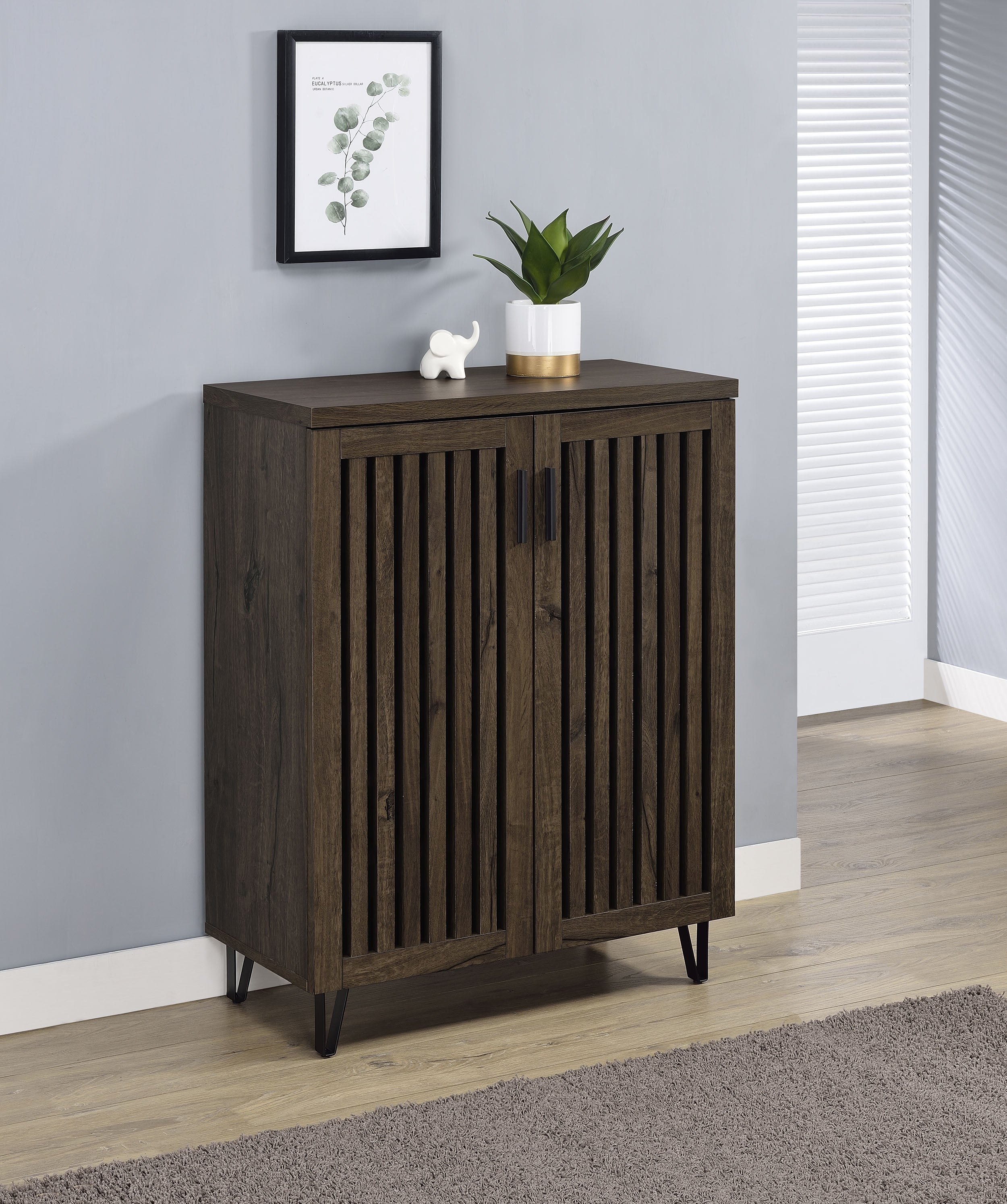 Brixton 2-door Entryway Shoe Storage Cabinets Smoked Oak — view 2