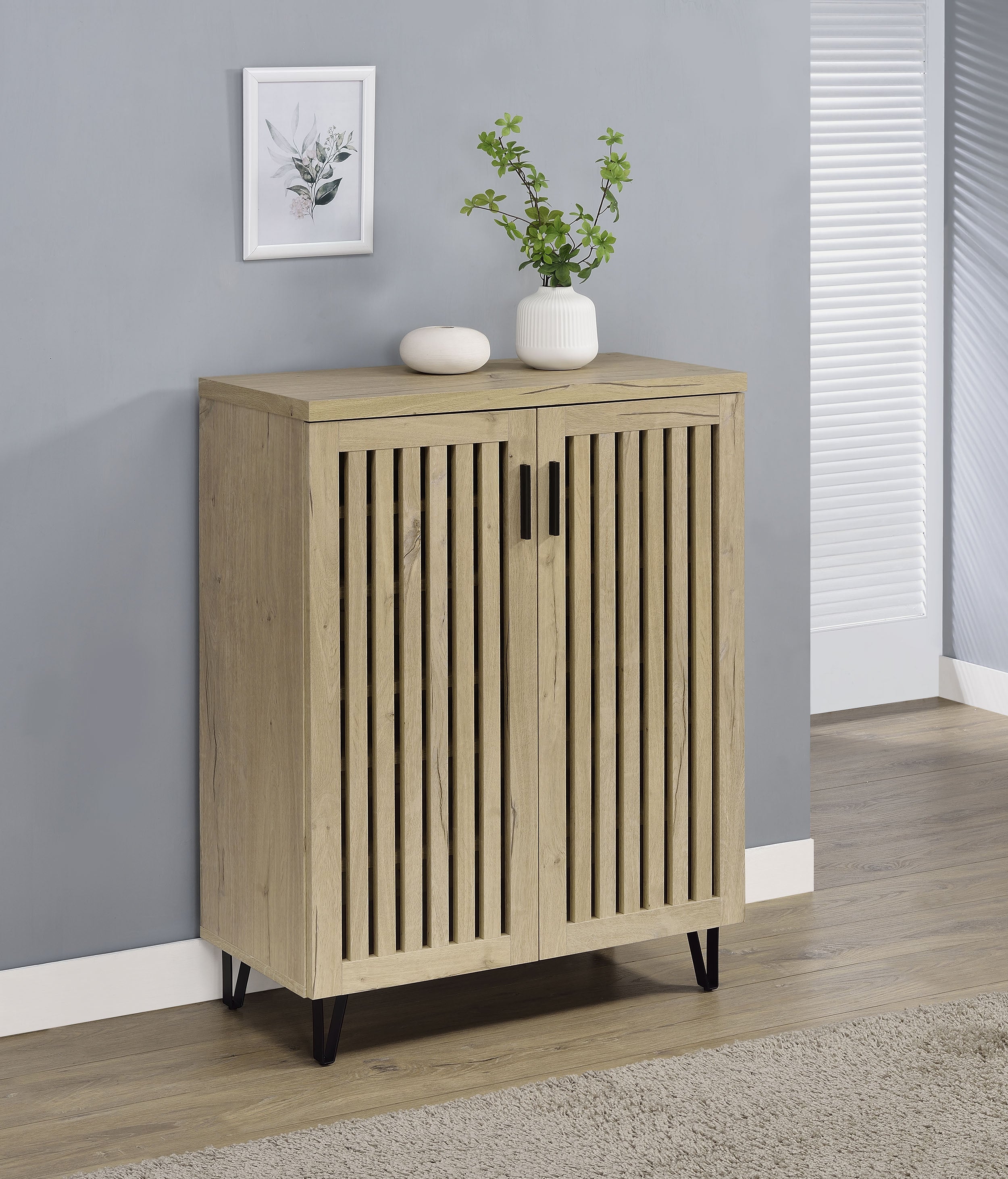 Brixton 2-door Entryway Shoe Storage Cabinets White Oak — view 2