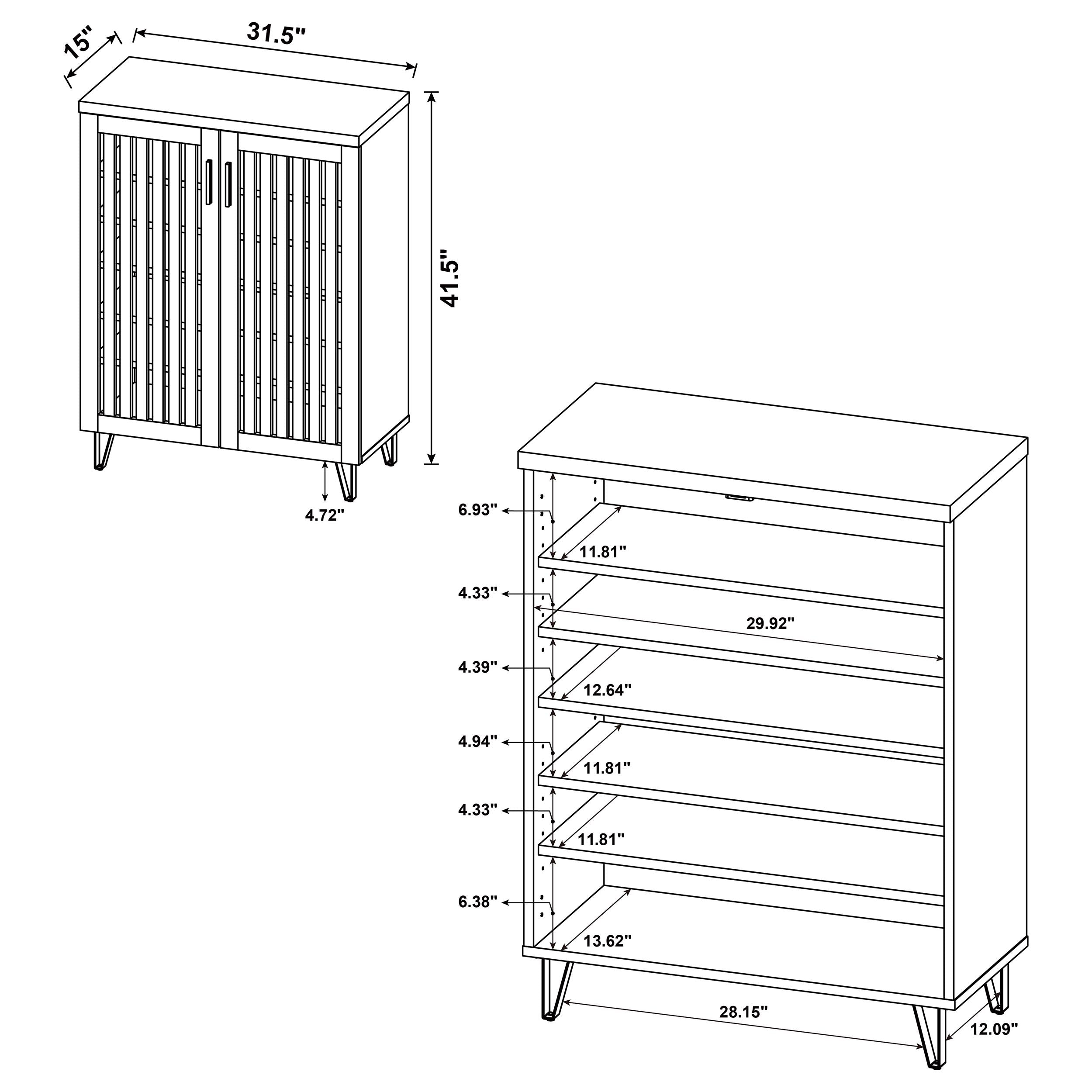 Brixton 2-door Entryway Shoe Storage Cabinets White Oak — view 11