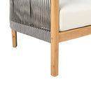 Patio Acacia Wood Club Chair, Woven Rope Outdoor Patio Arm Chair, Deep Seating For Porch - Teak / Beige