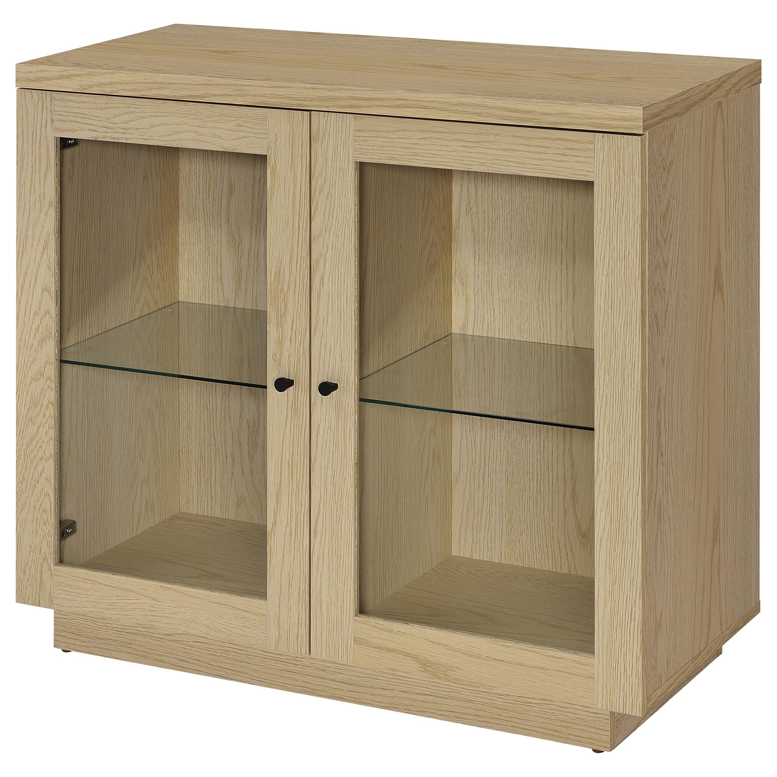 Tilbury 2-door Glass Front Accent Display Cabinet Light Oak — view 5