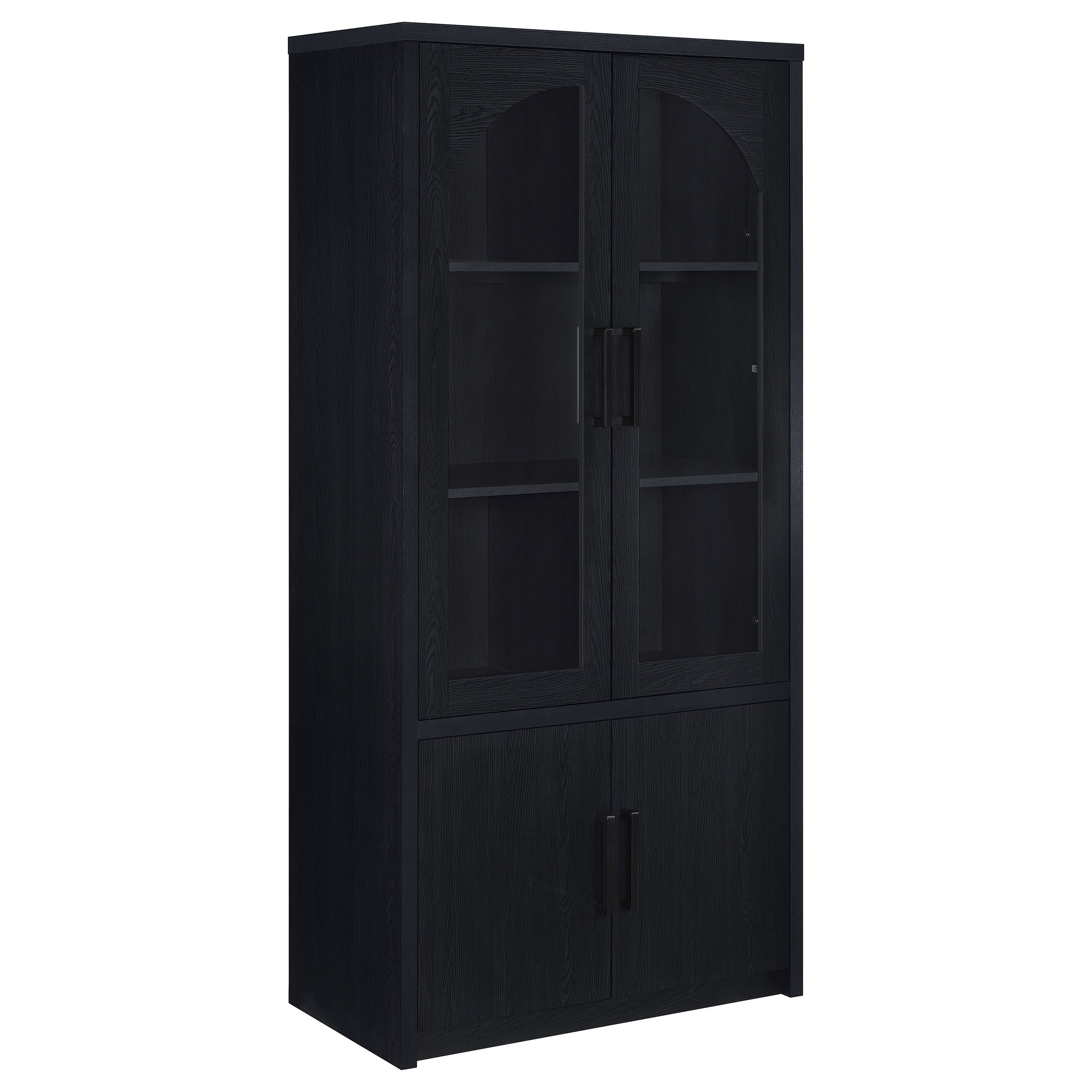 Riva 4-door Tall Accent Display Cabinet LED Lighting Black — view 1