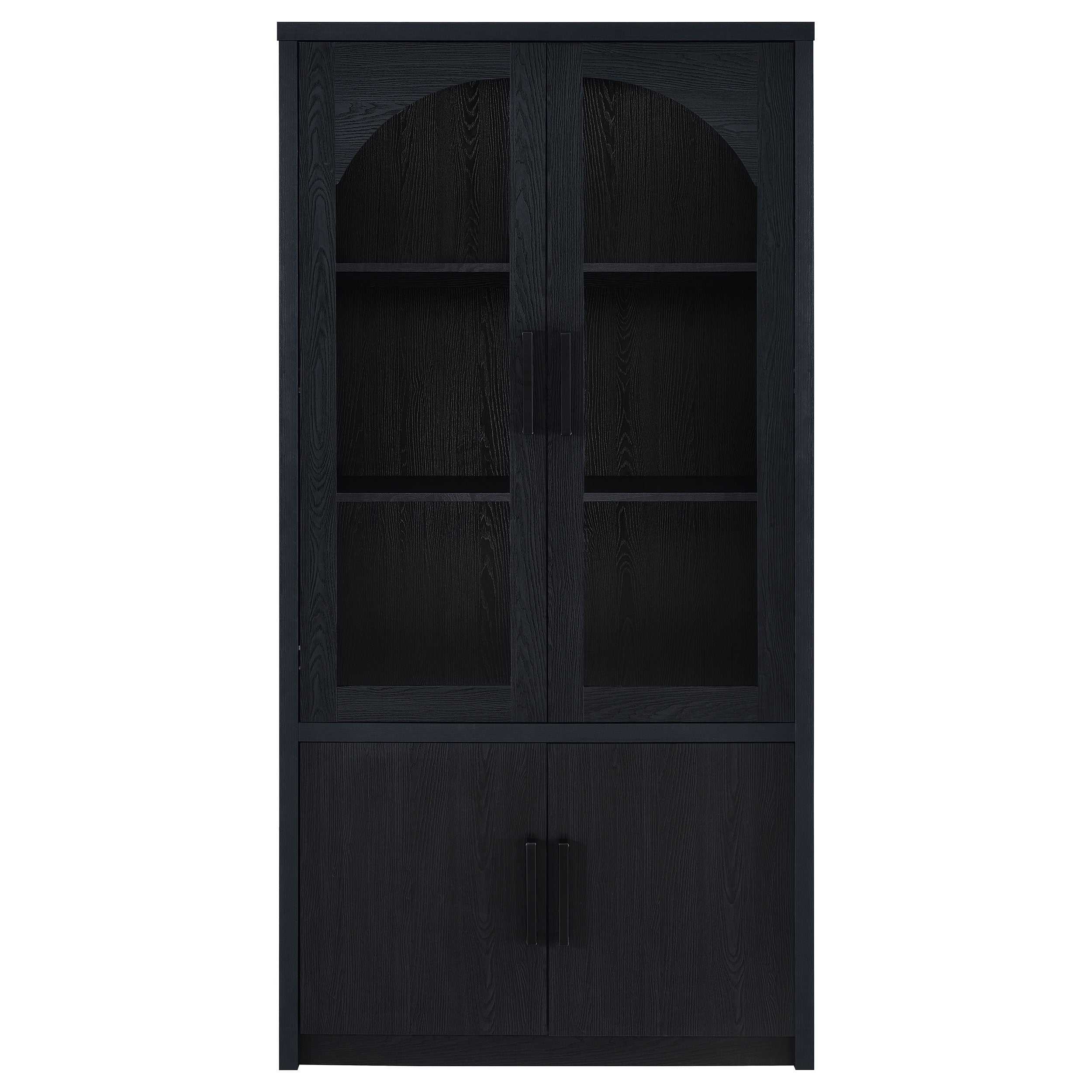 Riva 4-door Tall Accent Display Cabinet LED Lighting Black — view 5