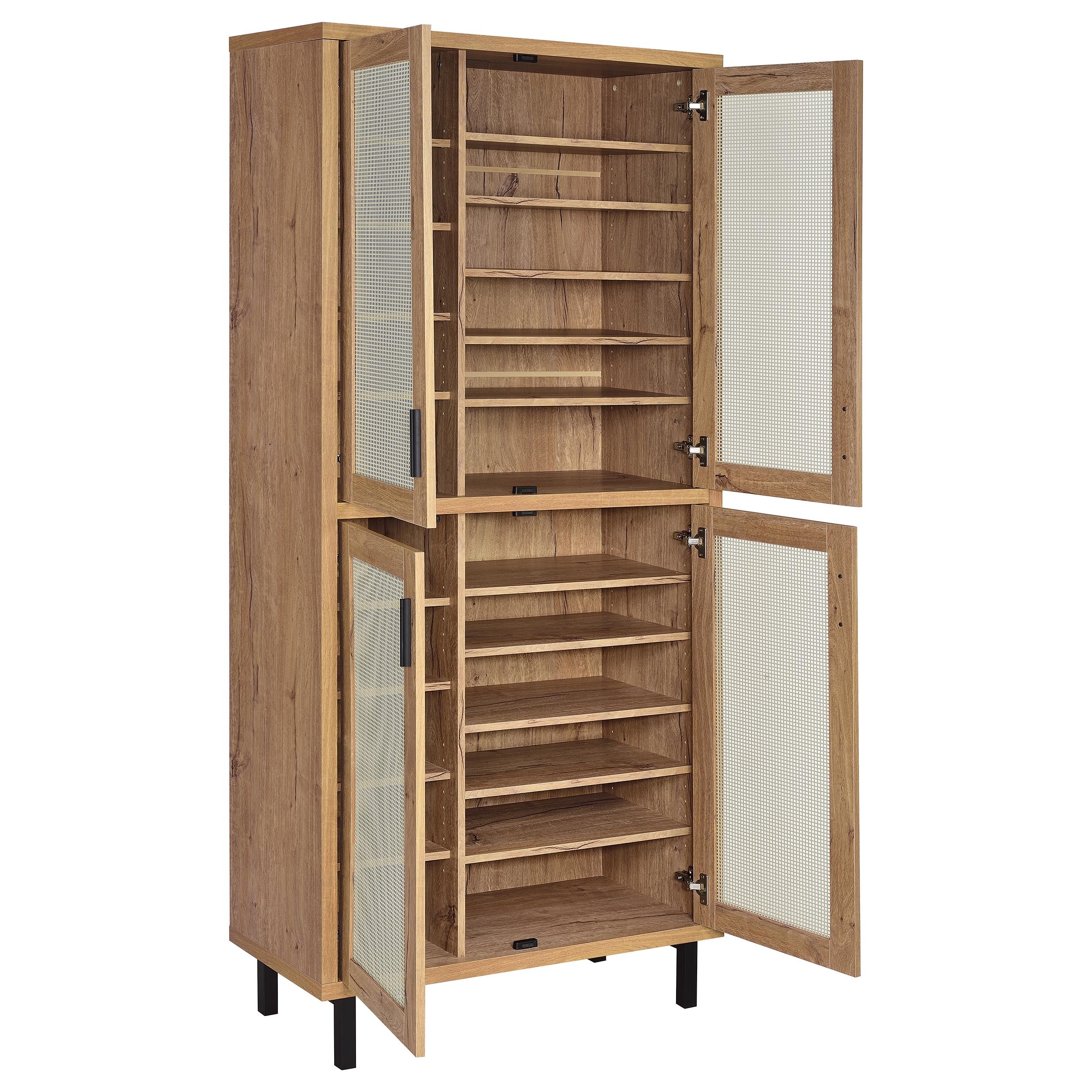 Teller 80-inch 4-door Tall Shoe Storage Cabinet Natural Oak — view 3