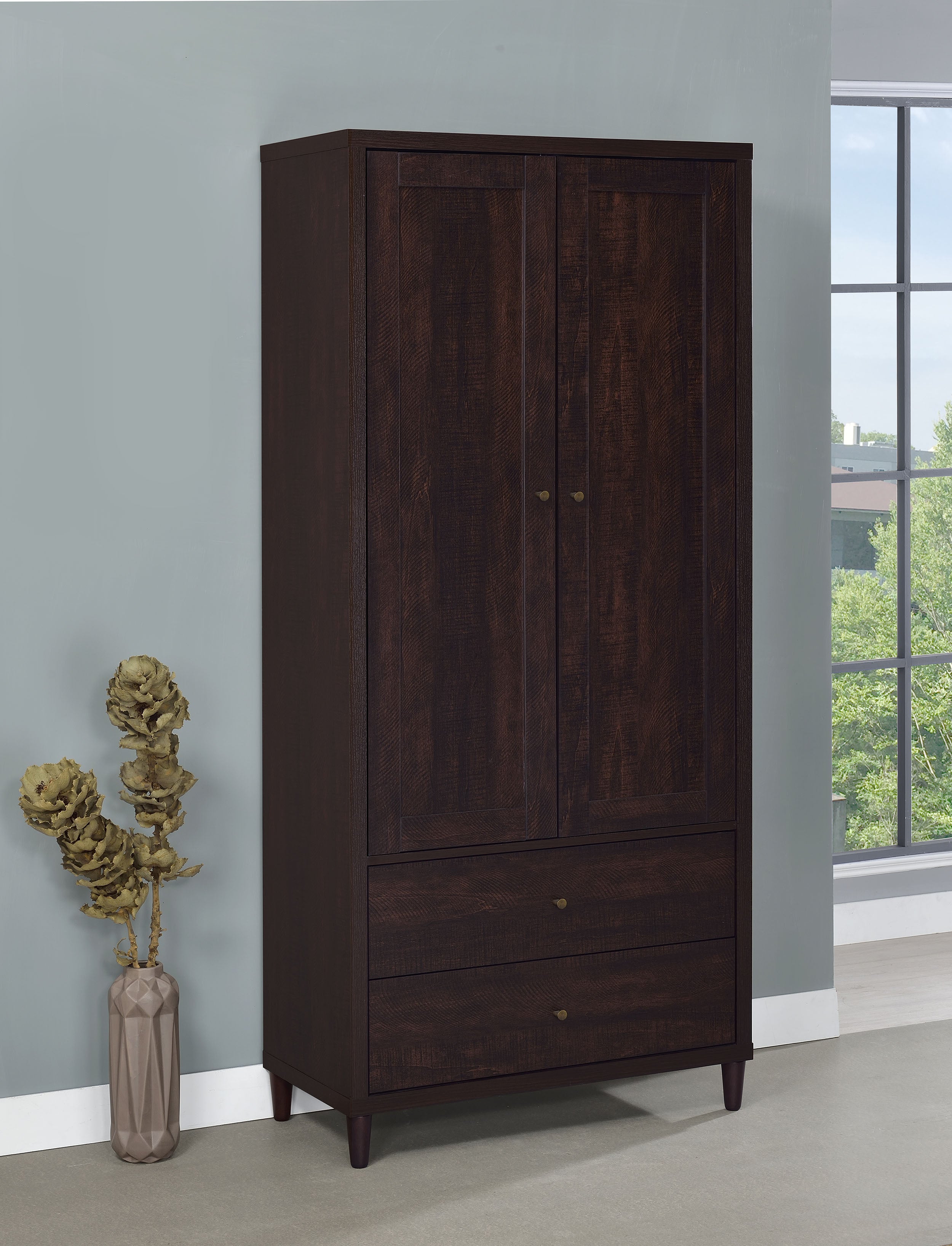 Wadeline 2-door Tall Accent Storage Cabinet Rustic Tobacco — view 2