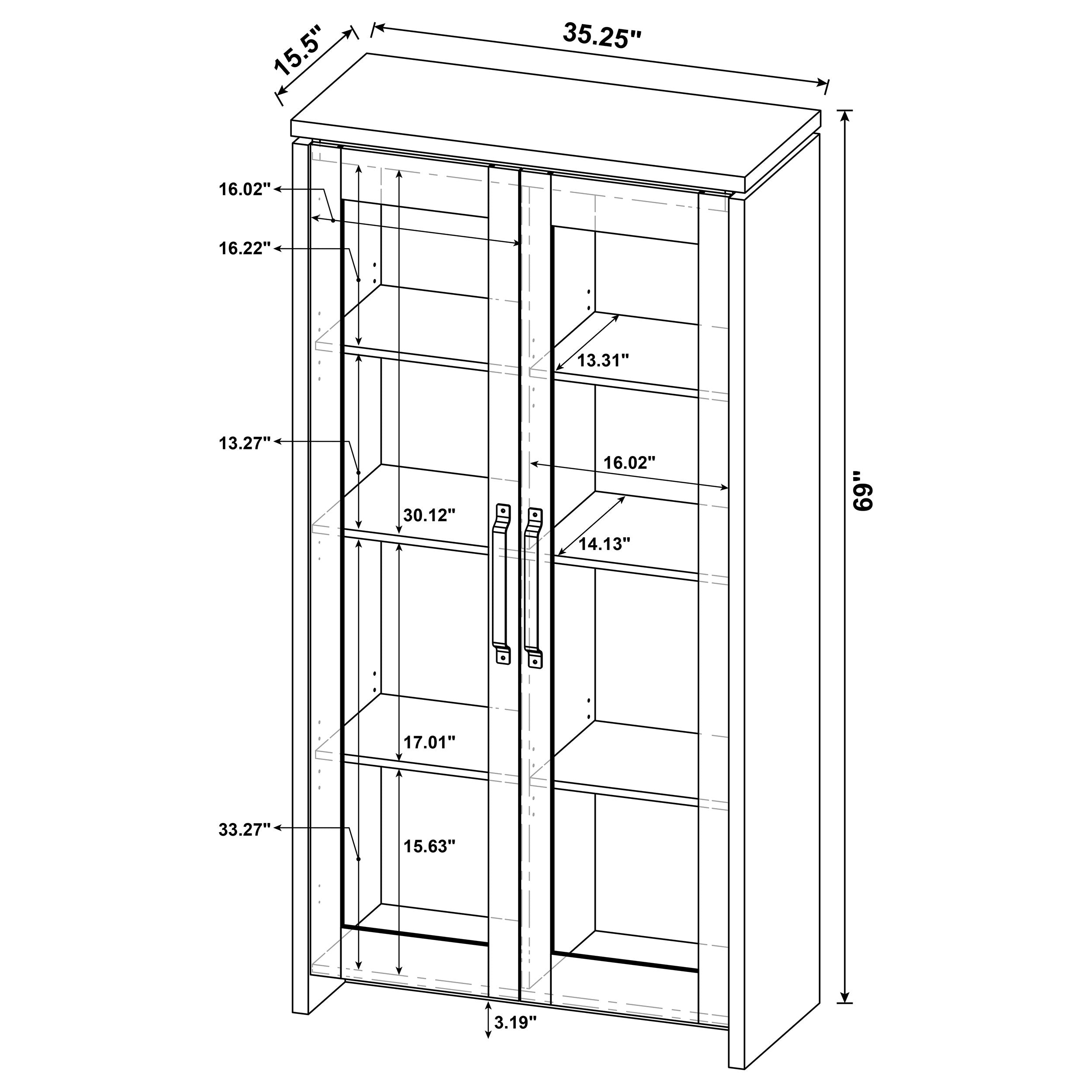 Alejo 2-door Engineered Wood Tall Cabinet Grey Driftwood — view 10