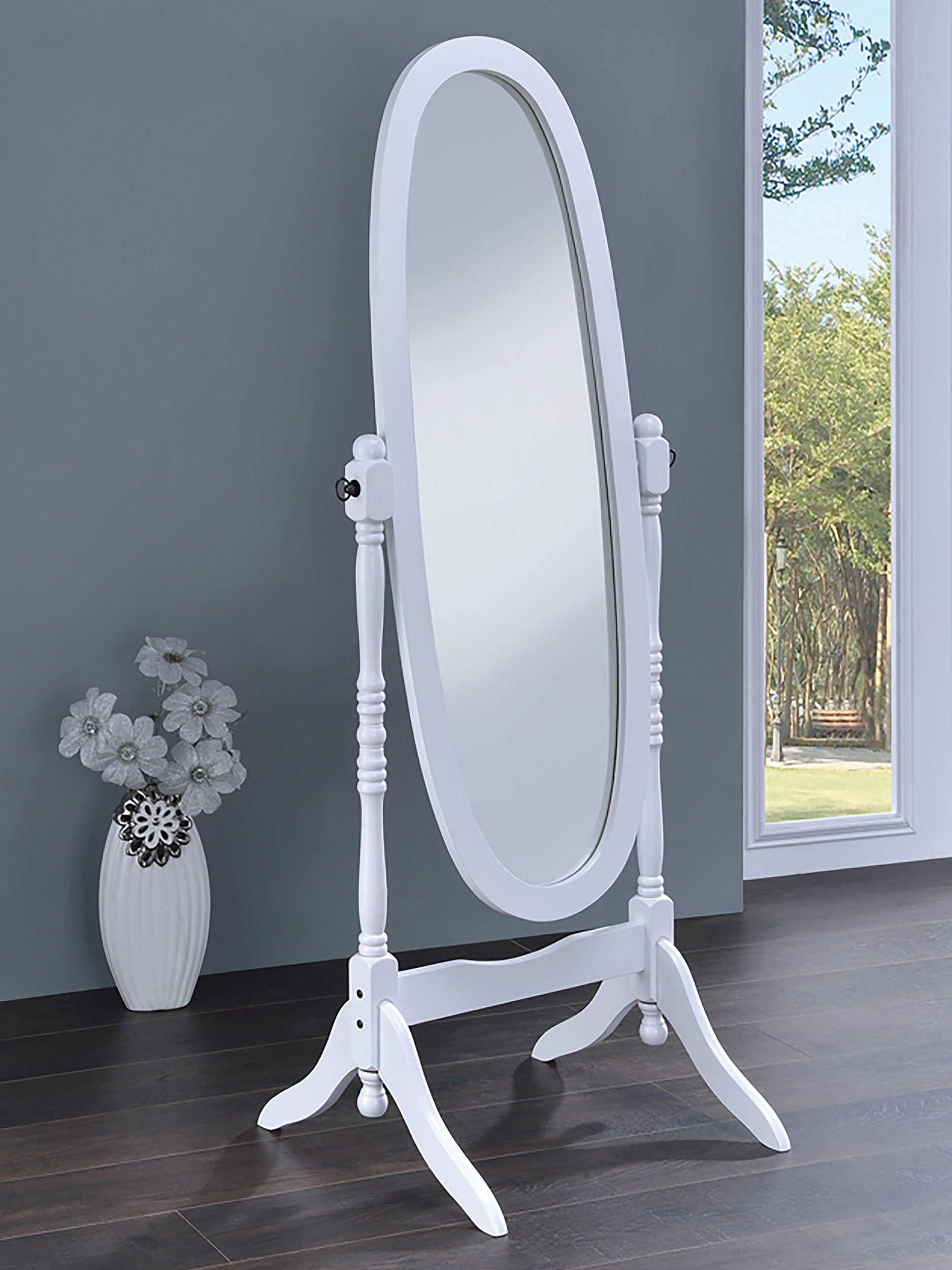 Foyet Wood Adjustable Full Length Cheval Mirror White — view 2