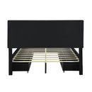 Queen Size Upholstered Platform Bed with Large Rivet-decorated Backrests and 4 Drawers, Velvet matched with Teddy Fleece, Black+White