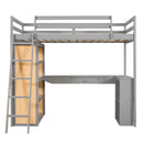 Loft Bed With Ladder, Shelves, And Desk