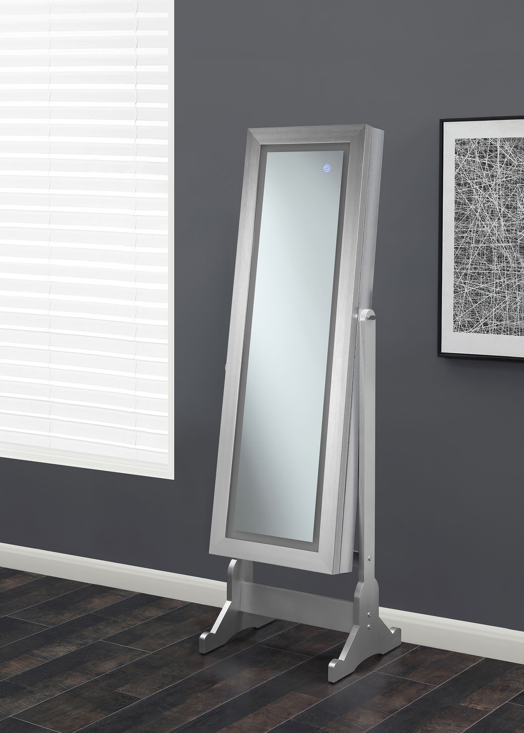 Moore Cheval Mirror with Jewelry Storage Silver — view 2