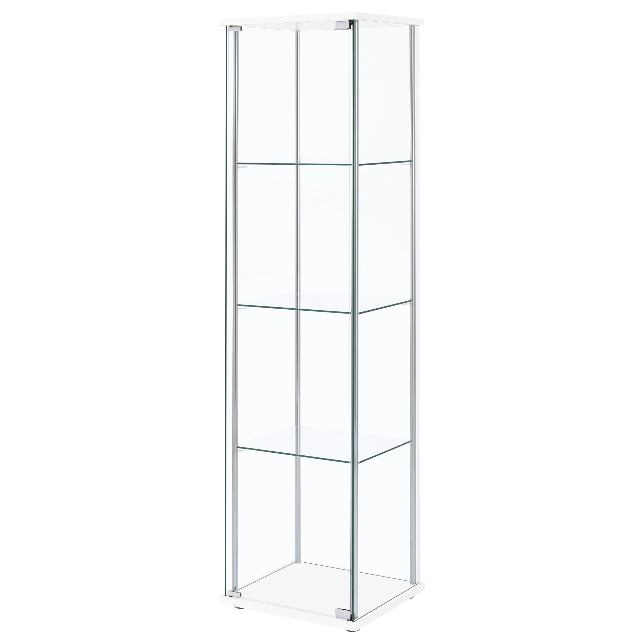 Bellatrix 3-shelf Clear Glass Curio Cabinet White — view 4